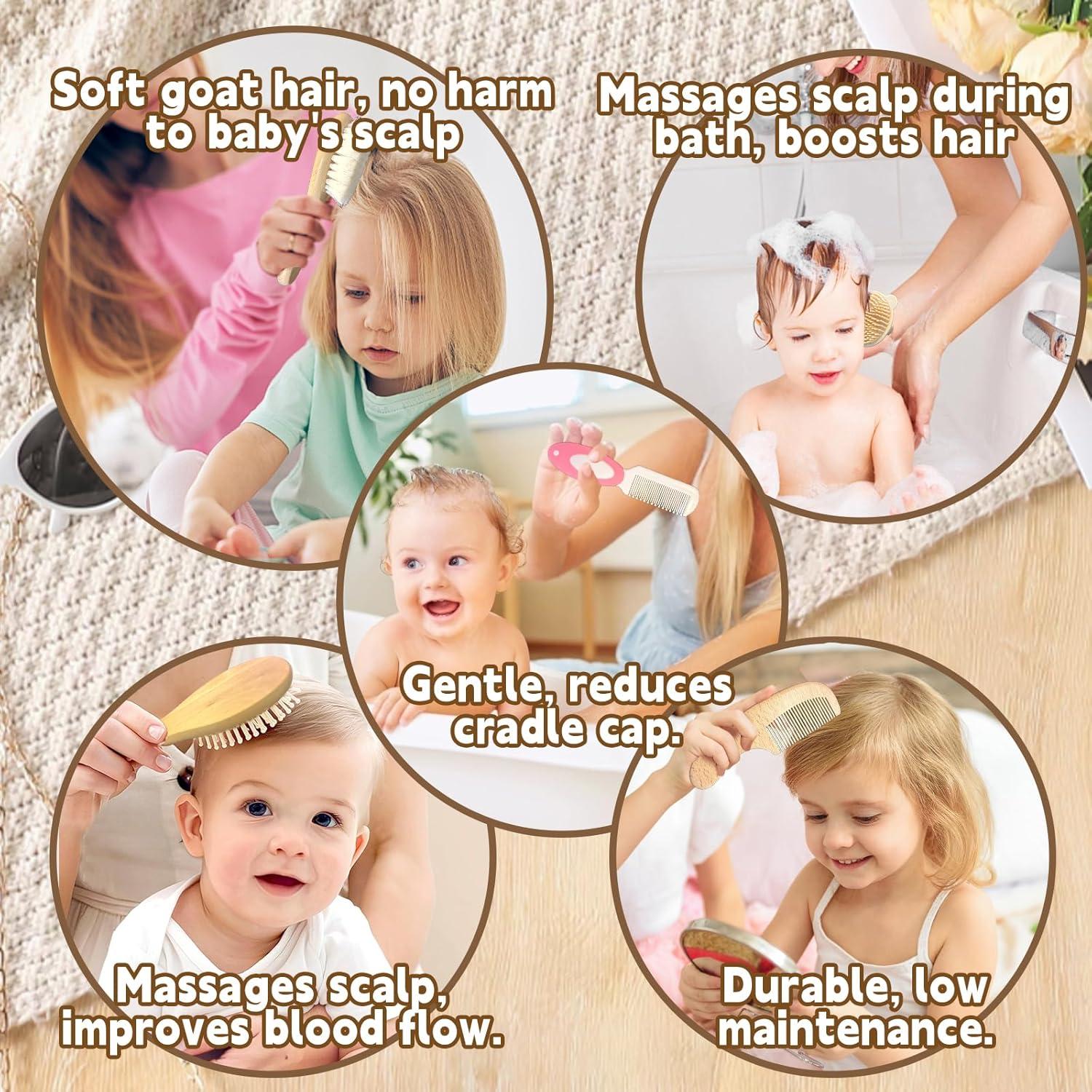 Juego de Cepillo y Peine para Bebé 5 Piezas - Cuidado Natural