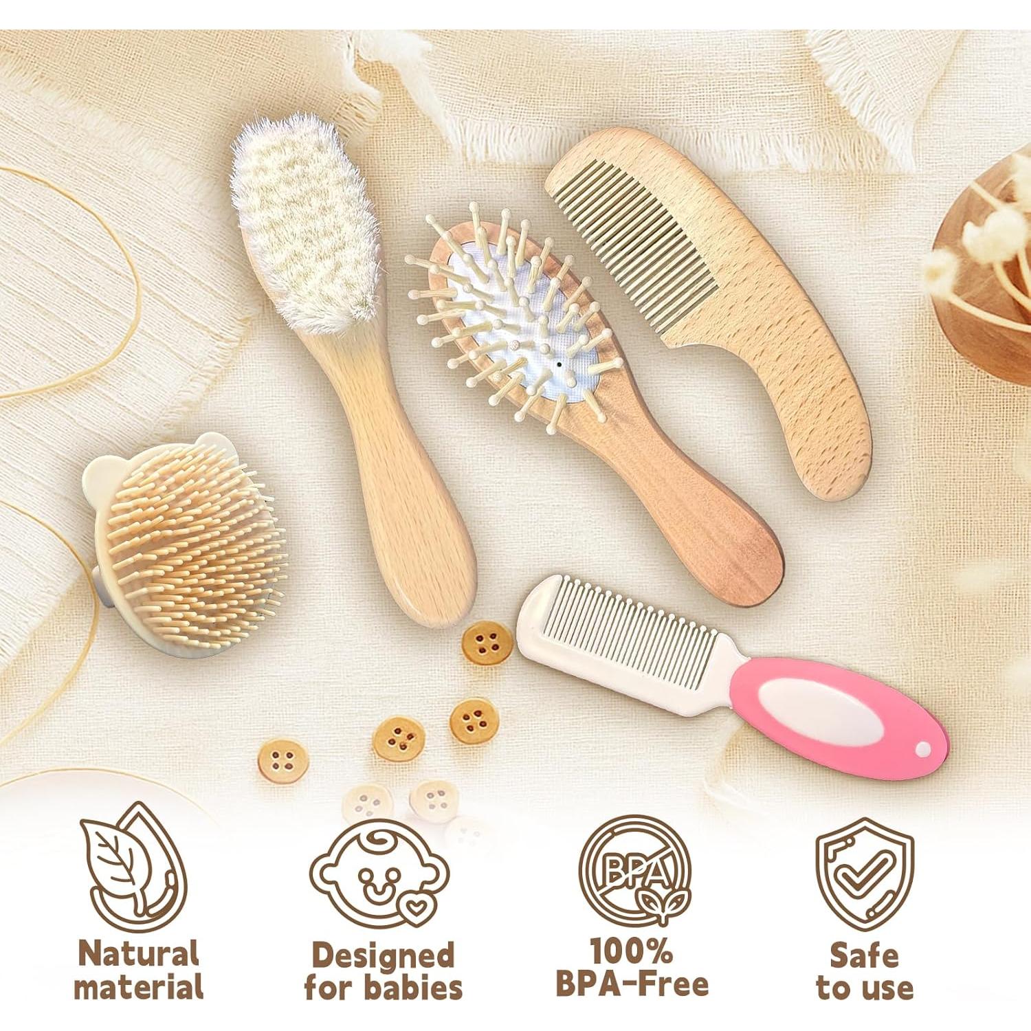 Juego de Cepillo y Peine para Bebé 5 Piezas - Cuidado Natural
