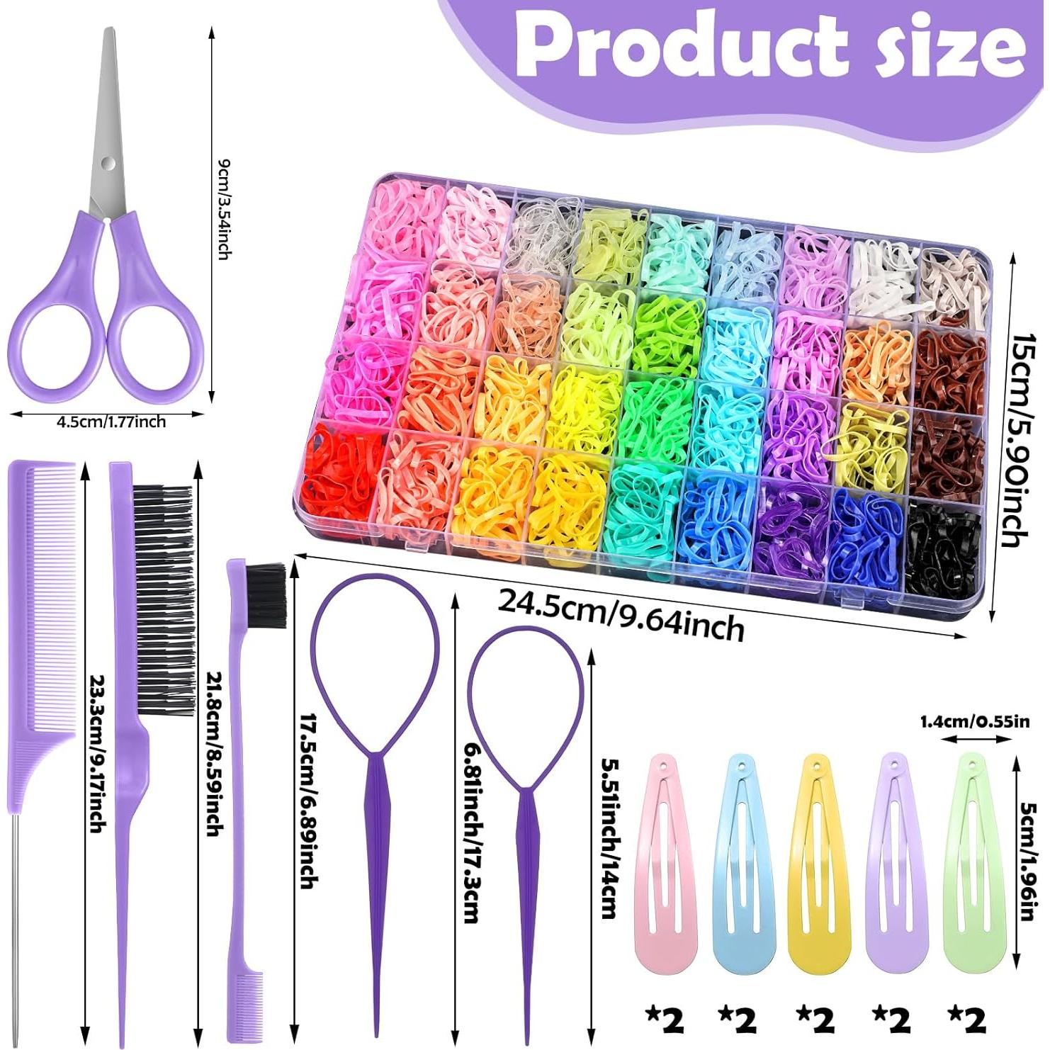 36 Colores Bandas de Goma Elásticas Auroray - 2500 Pcs con Herramientas