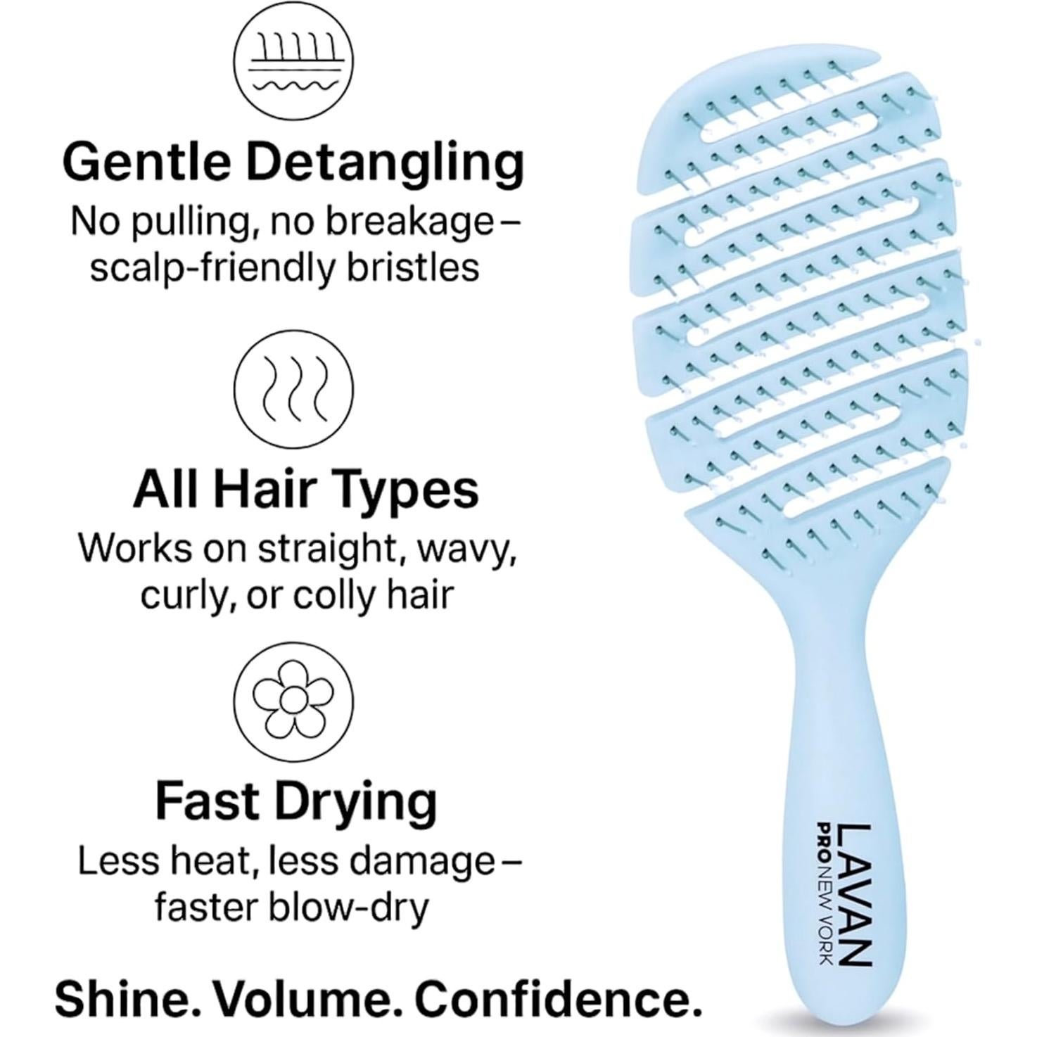 Cepillo Desenredante Flexible LAVANPRO Azul Bebé 25.5cm