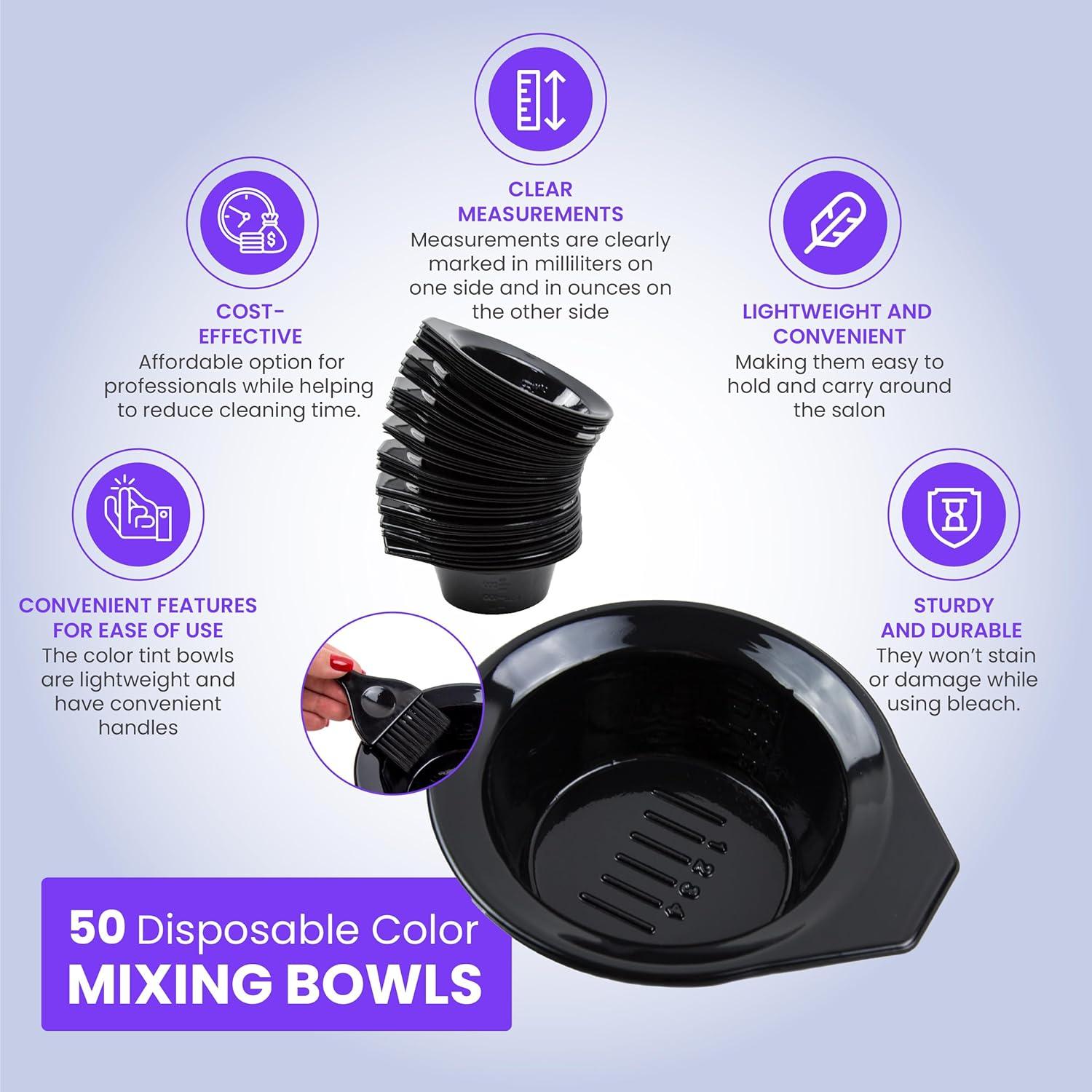 Tazones desechables para tinte de cabello Salon Supply Co - 50 unidades