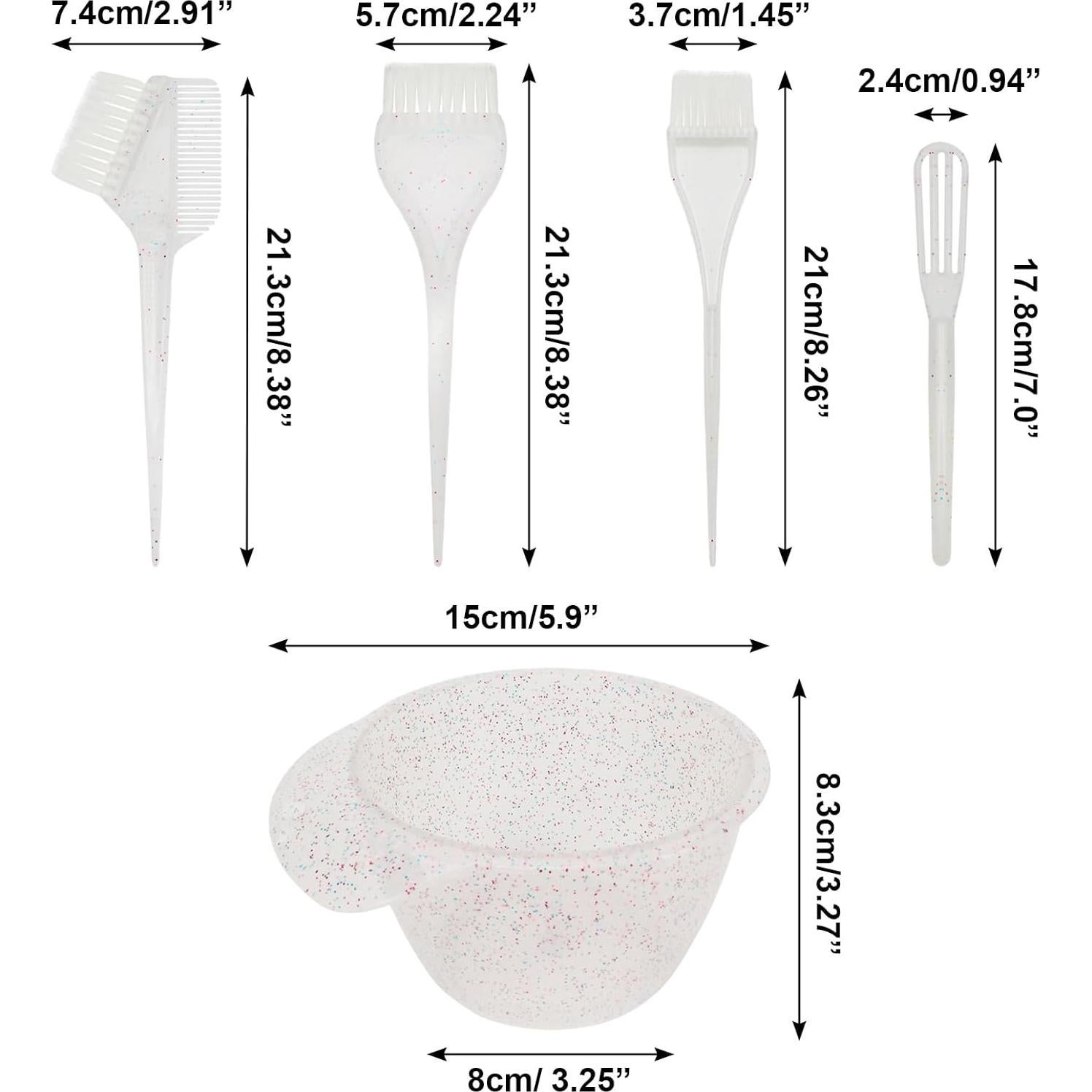 Juego de Brochas y Cuenco para Tinte de Cabello KH866 - 5 Piezas