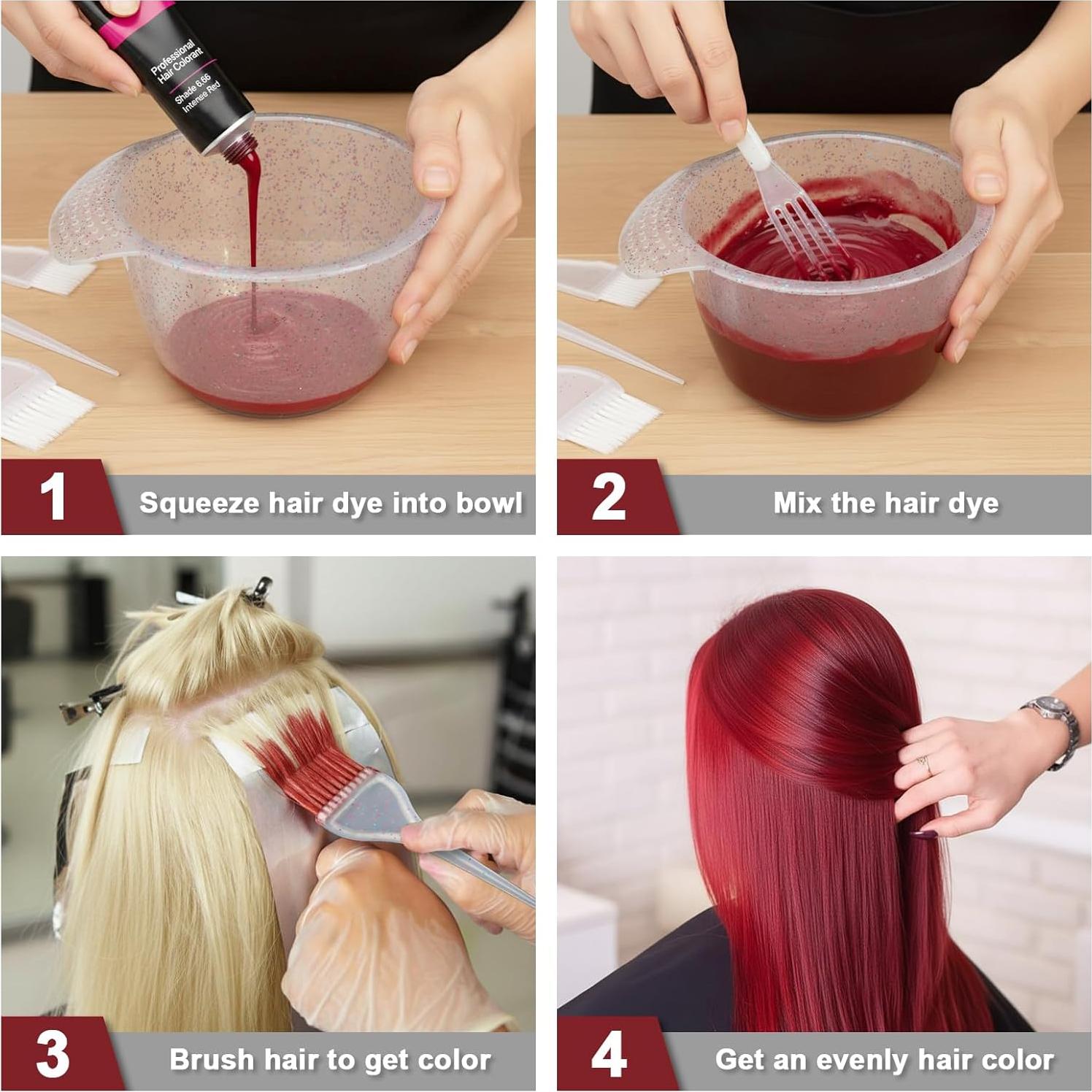 Juego de Brochas y Cuenco para Tinte de Cabello KH866 - 5 Piezas