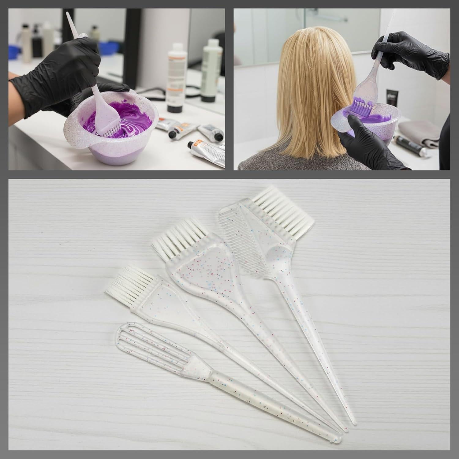 Juego de Brochas y Cuenco para Tinte de Cabello KH866 - 5 Piezas