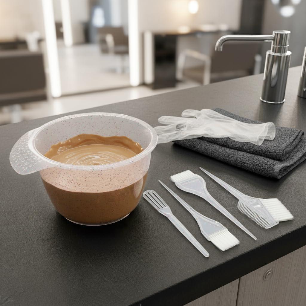 Juego de Brochas y Cuenco para Tinte de Cabello KH866 - 5 Piezas