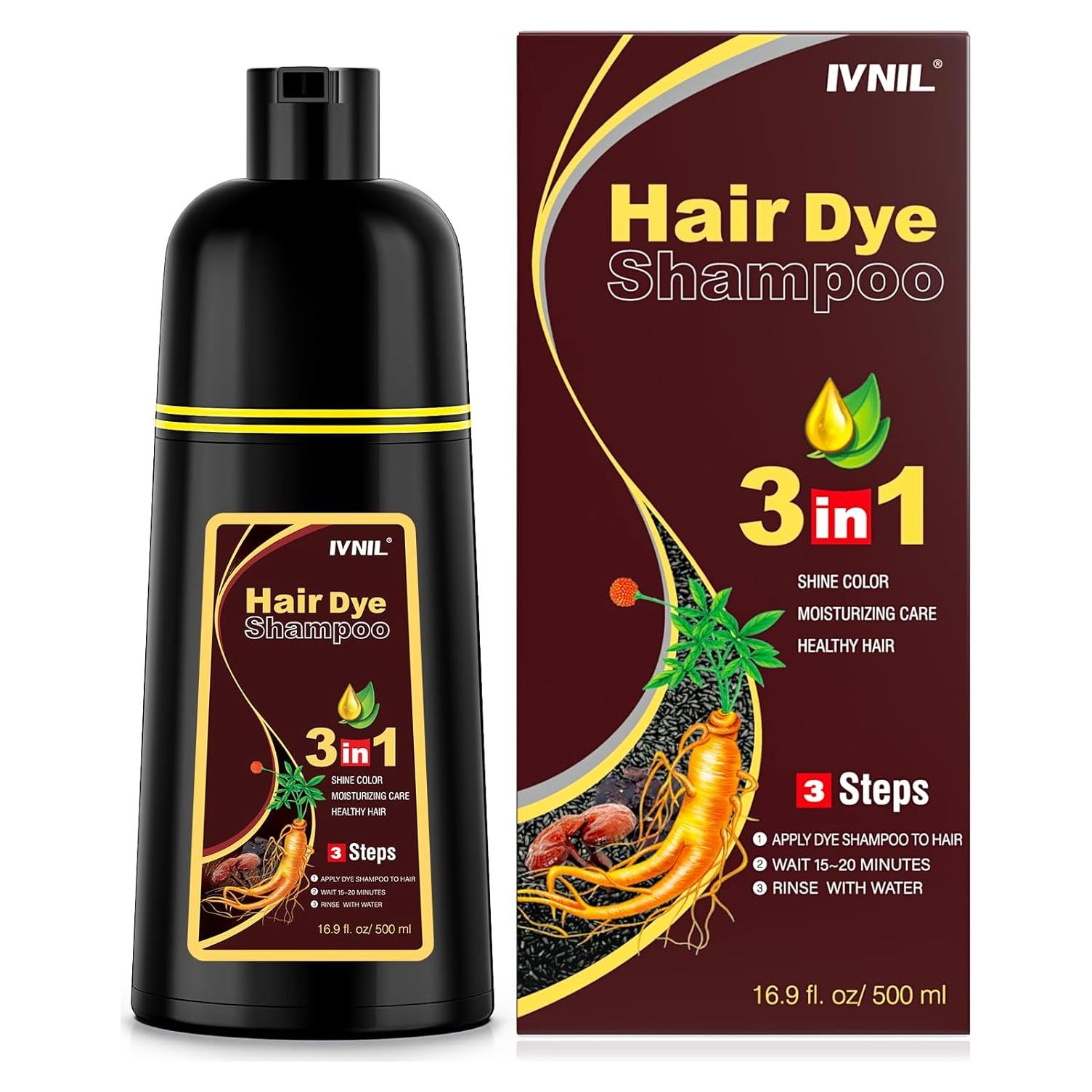 Champú Colorante Ivnil Marrón Oscuro 3 en 1 para Canas