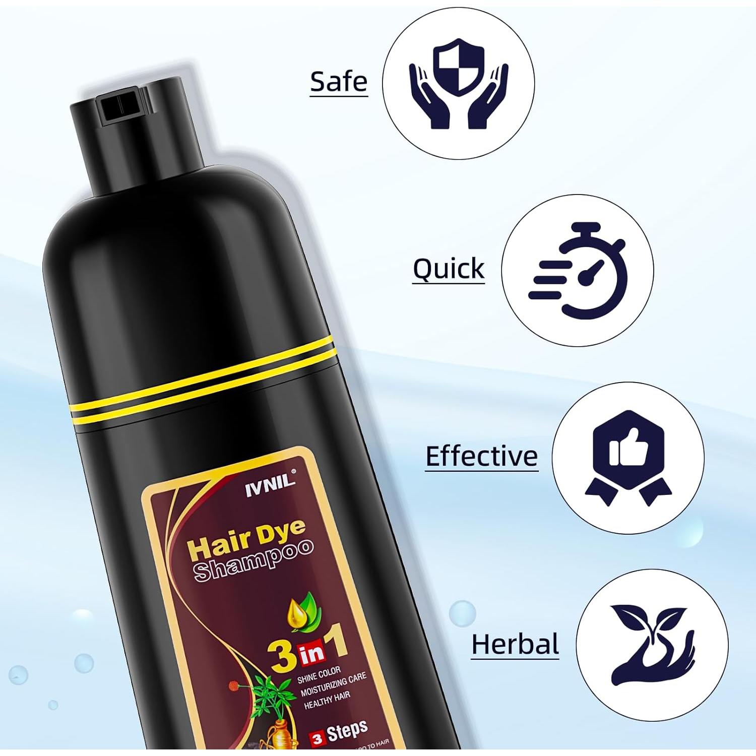 Champú Colorante Ivnil Marrón Oscuro 3 en 1 para Canas