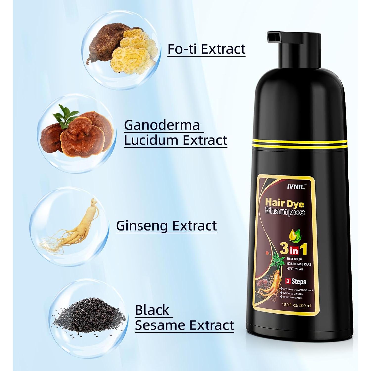 Champú Colorante Ivnil Marrón Oscuro 3 en 1 para Canas