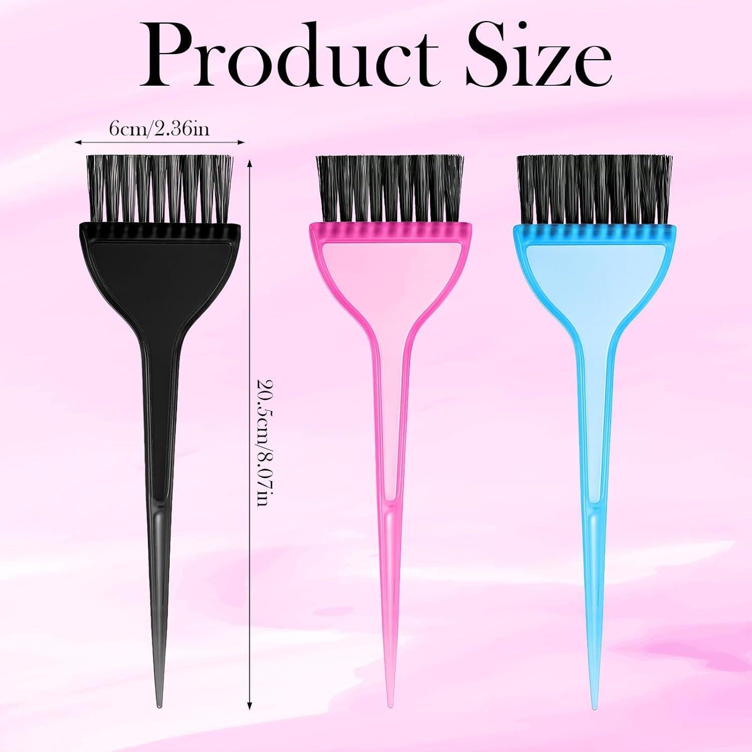 Kit de 3 Brochas para Tinte de Cabello Gtziqa - Negro, Azul, Rosa