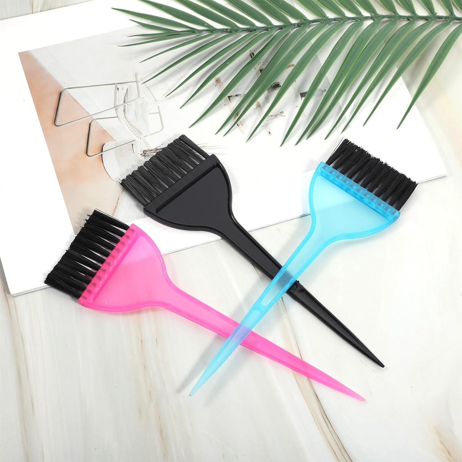 Kit de 3 Brochas para Tinte de Cabello Gtziqa - Negro, Azul, Rosa