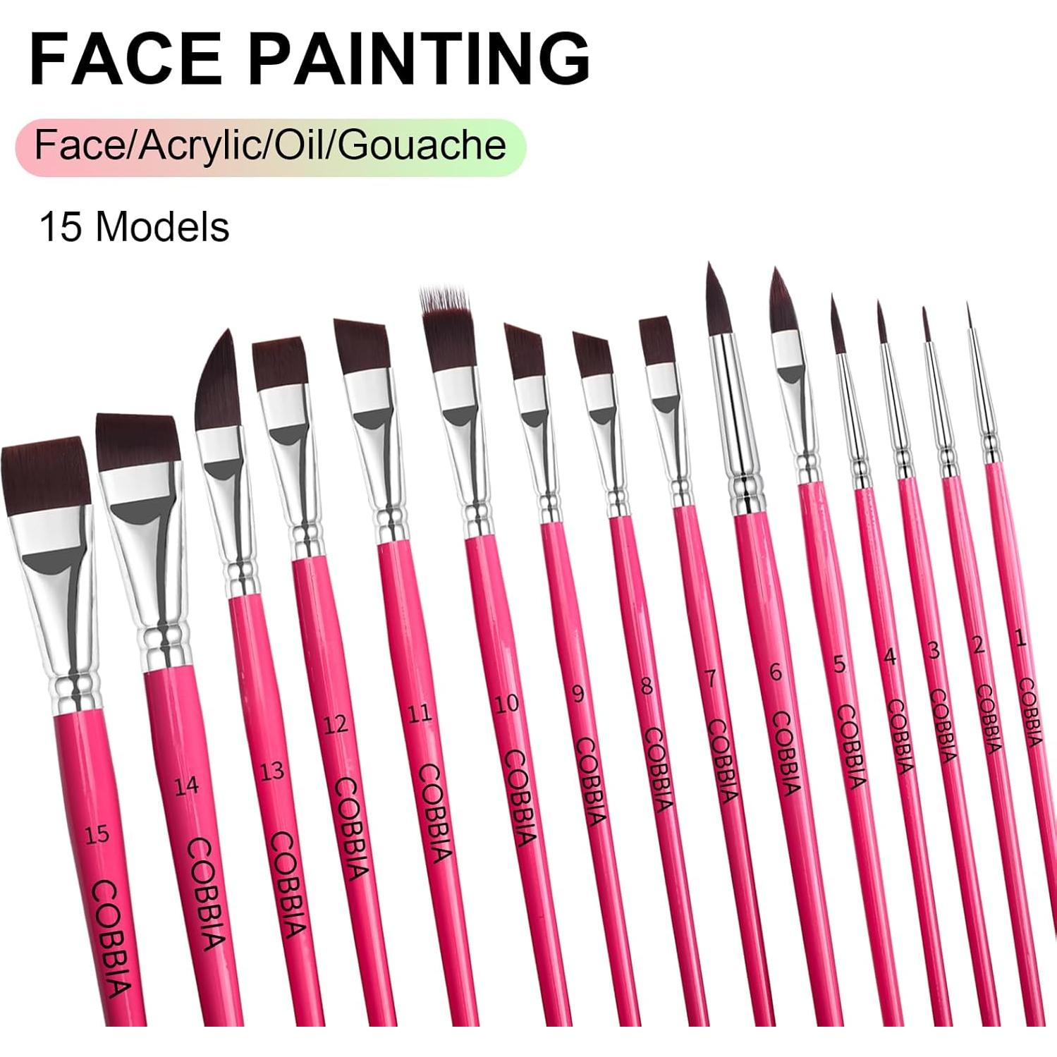 Juego de Pinceles para Pintura Facial COBBIA 15 Piezas