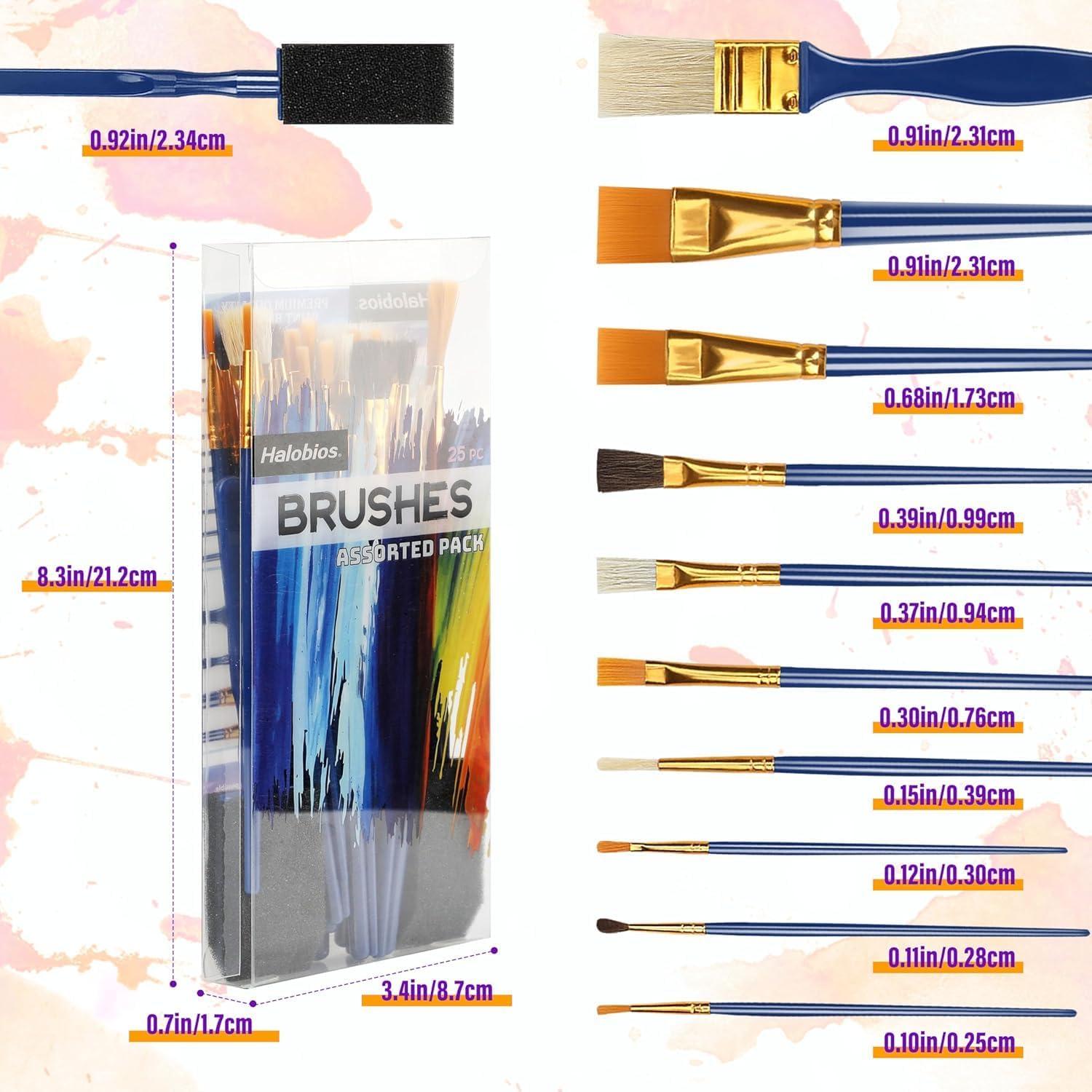 Conjunto de Pinceles de Pintura Halobios 26 Piezas Acrílico y Óleo