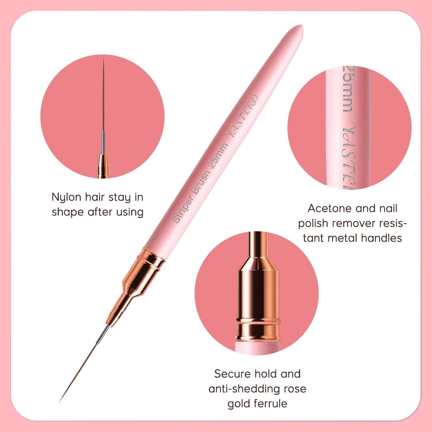 Set de Pinceles de Arte de Uñas Yasterd - 6 Piezas Rosa