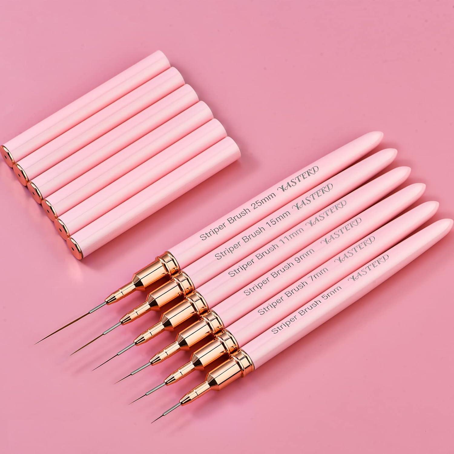 Set de Pinceles de Arte de Uñas Yasterd - 6 Piezas Rosa