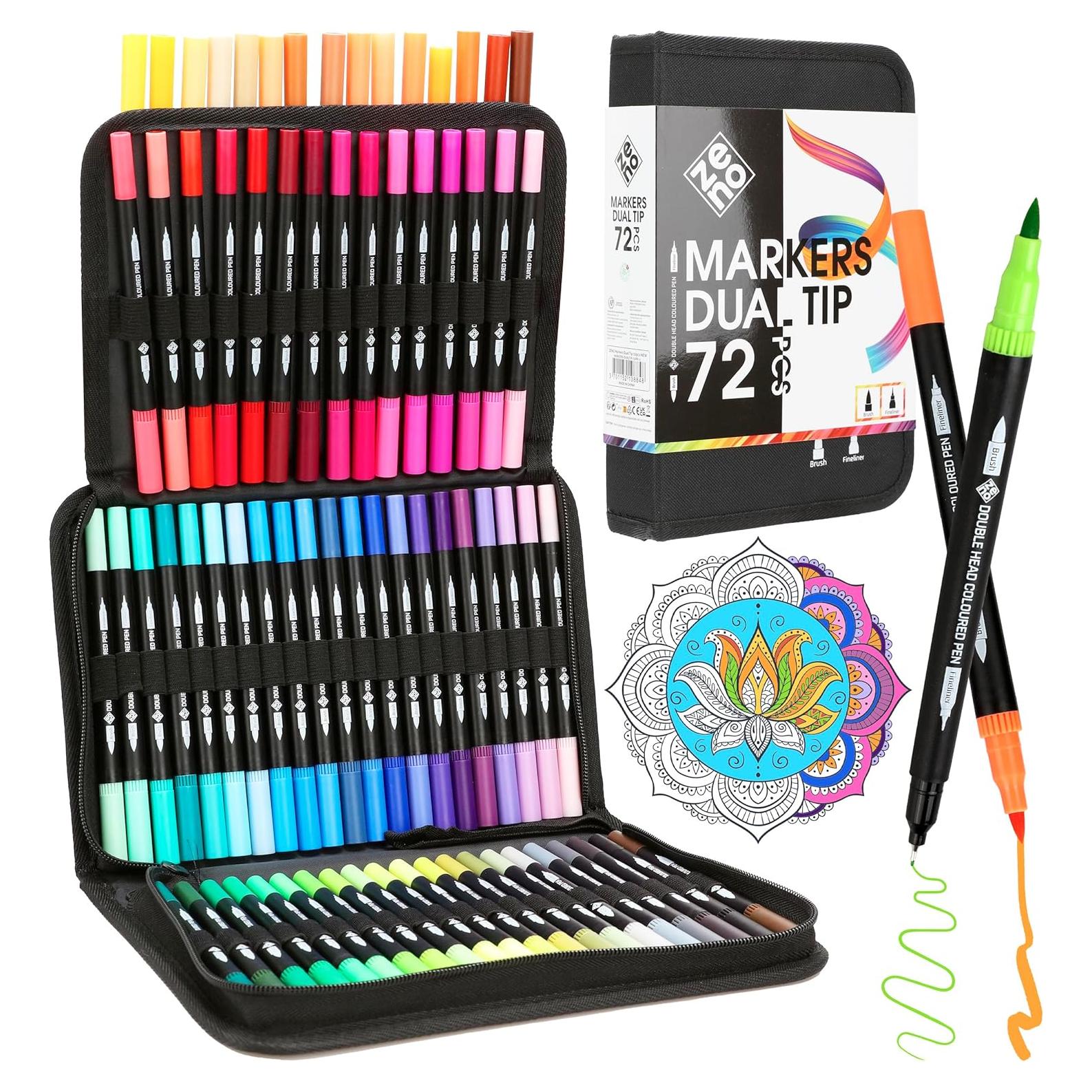 Conjunto de 72 Marcadores Doble Punta ZENO - Acuarelables