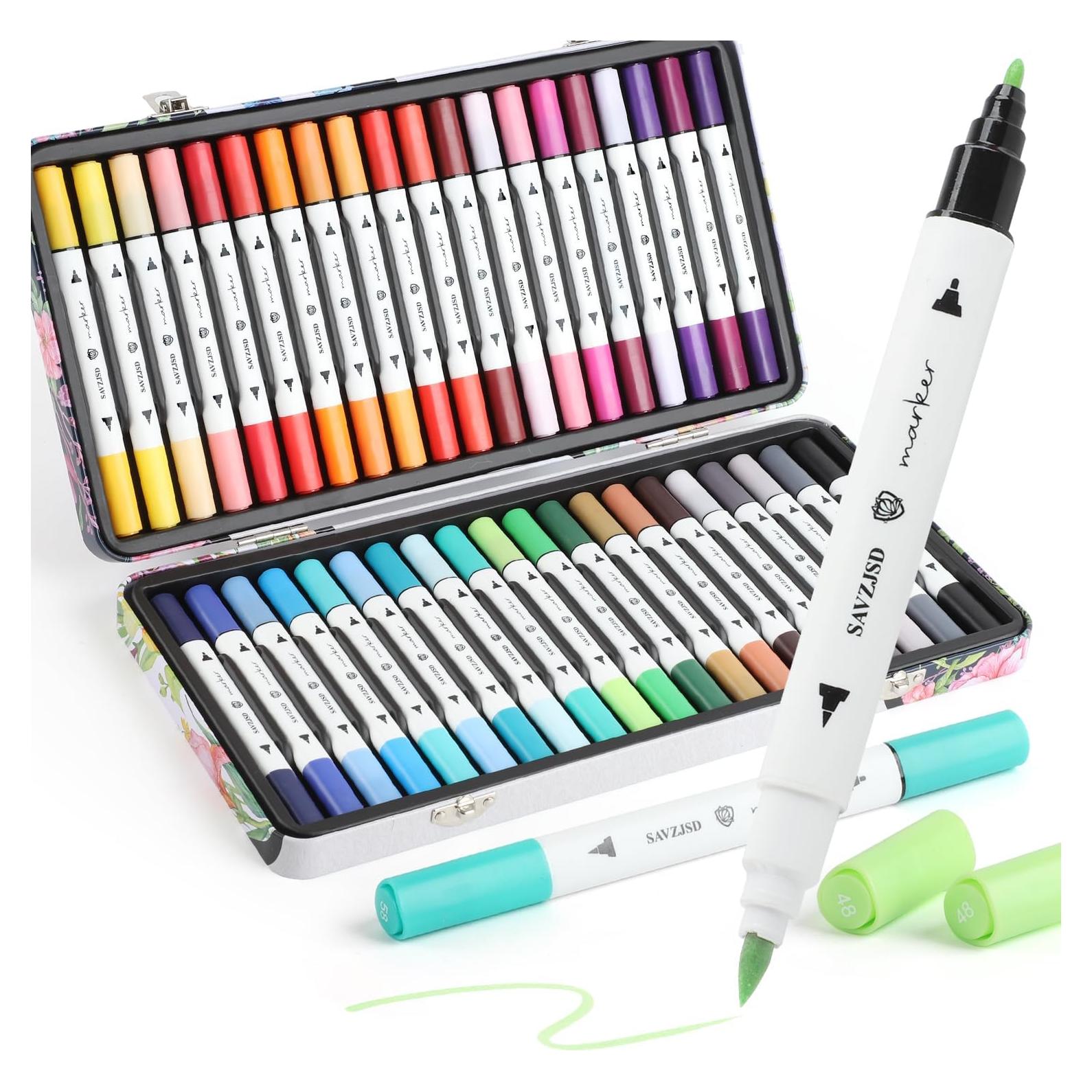 Set de 40 Marcadores de Alcohol SAVZJSD con Caja de Metal