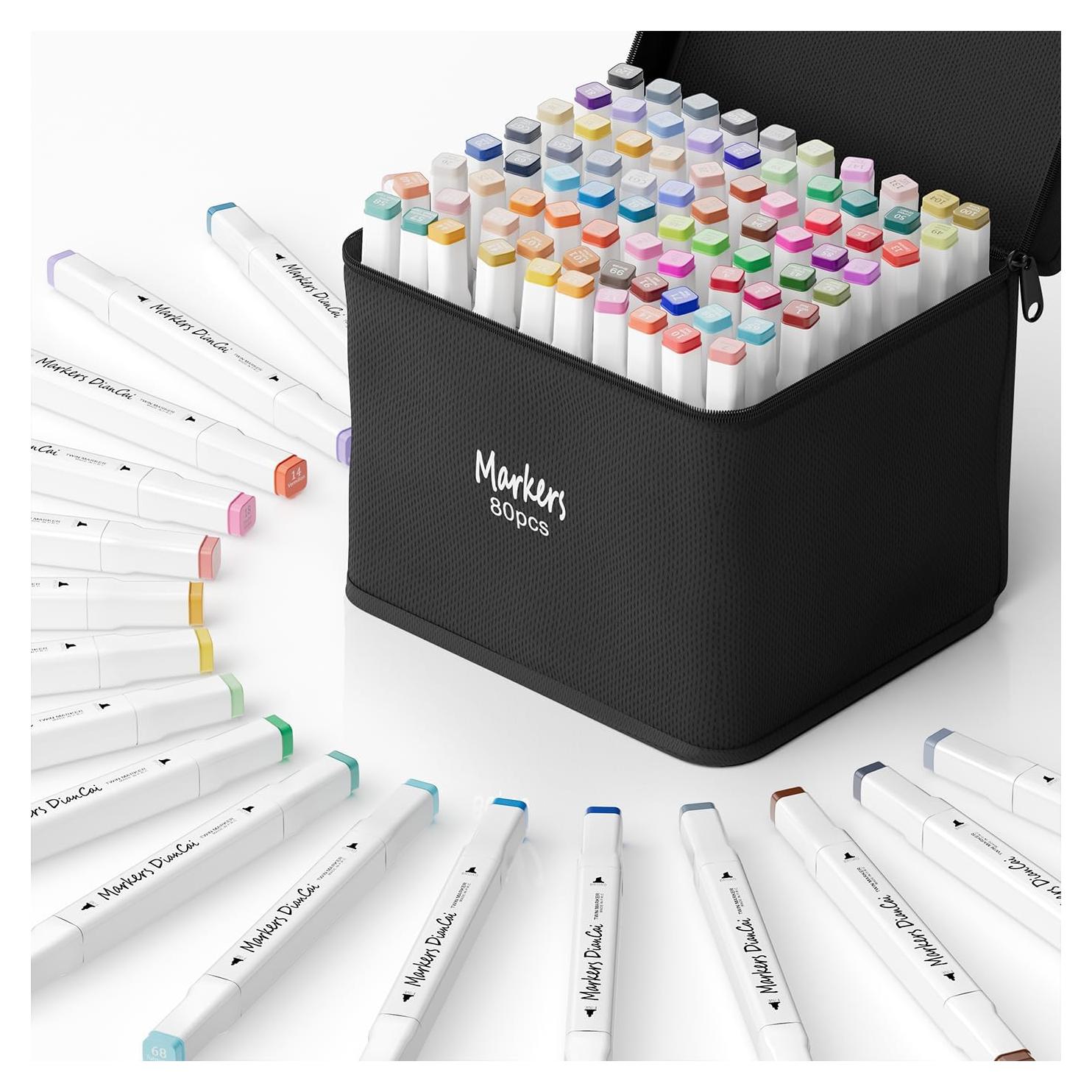 Set de 80 Marcadores de Alcohol DTXDTech Punta Doble Multicolor