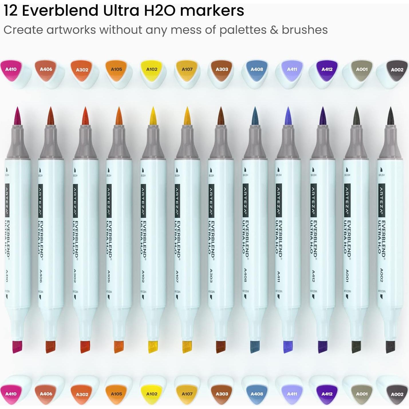 Marcadores Acuarelables ARTEZA 12 Tonos Vintage Doble Punta