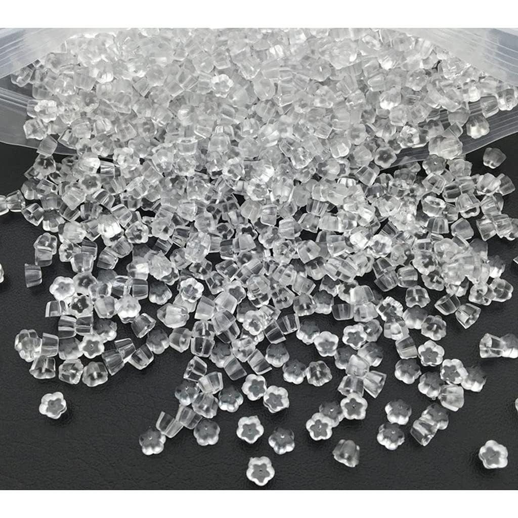 500 Tapones de Aretes de Silicona Chunney 5mm Transparentes