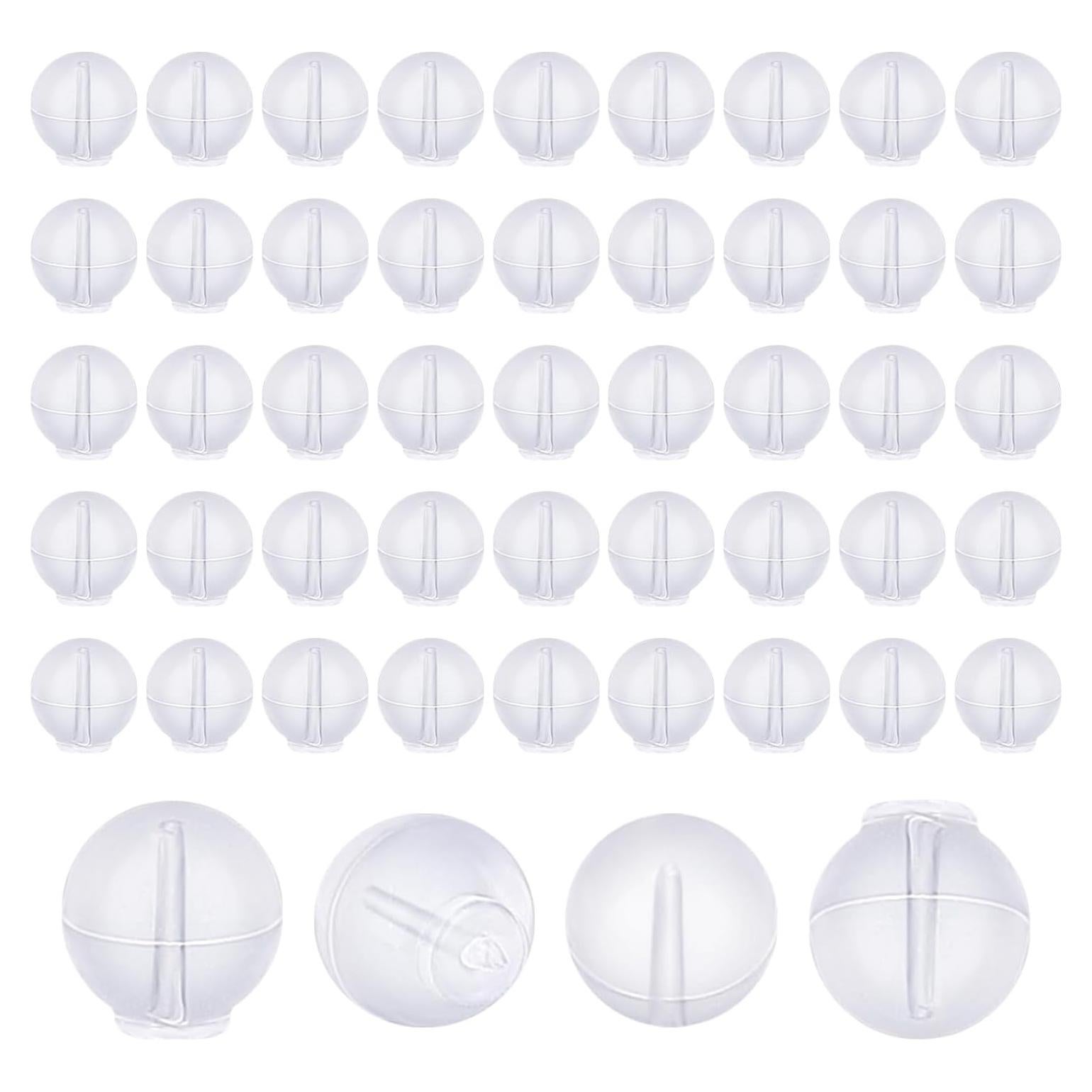 50 Tapones de Goma Transparentes Gosknor para Pendientes