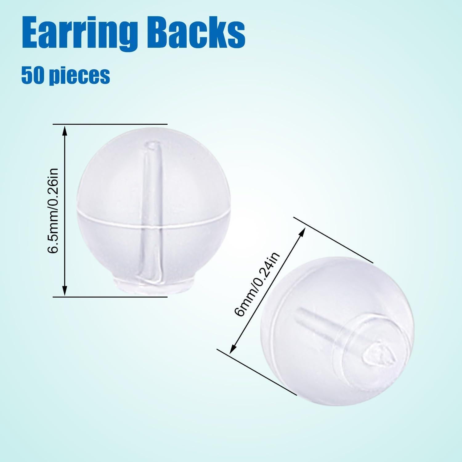 50 Tapones de Goma Transparentes Gosknor para Pendientes