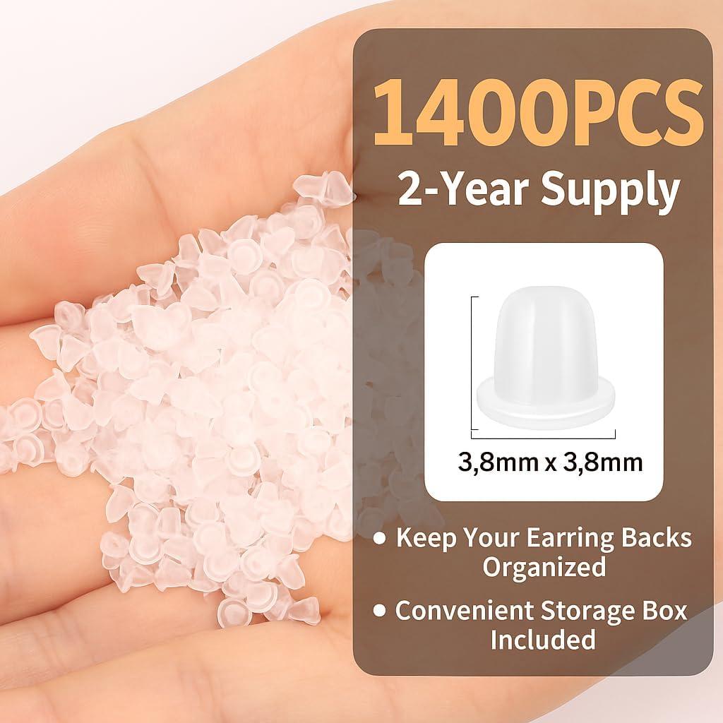 1400 Tapones de Silicona Transparentes Bofoho para Pendientes