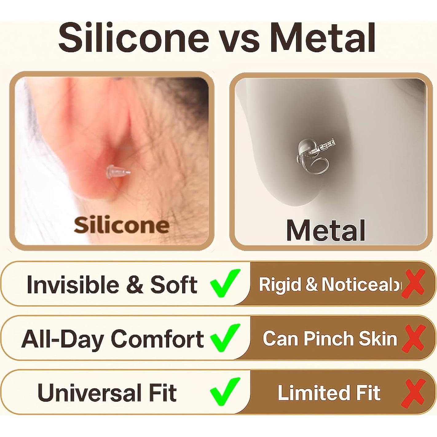 1400 Tapones de Silicona Transparentes Bofoho para Pendientes