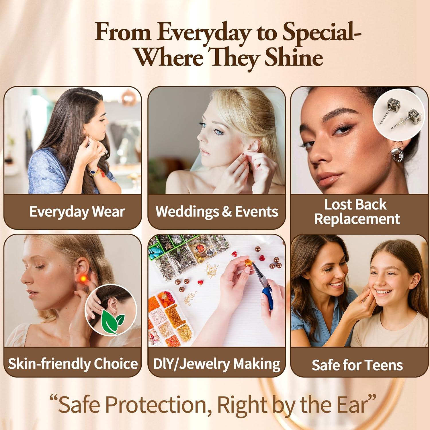 1400 Tapones de Silicona Transparentes Bofoho para Pendientes