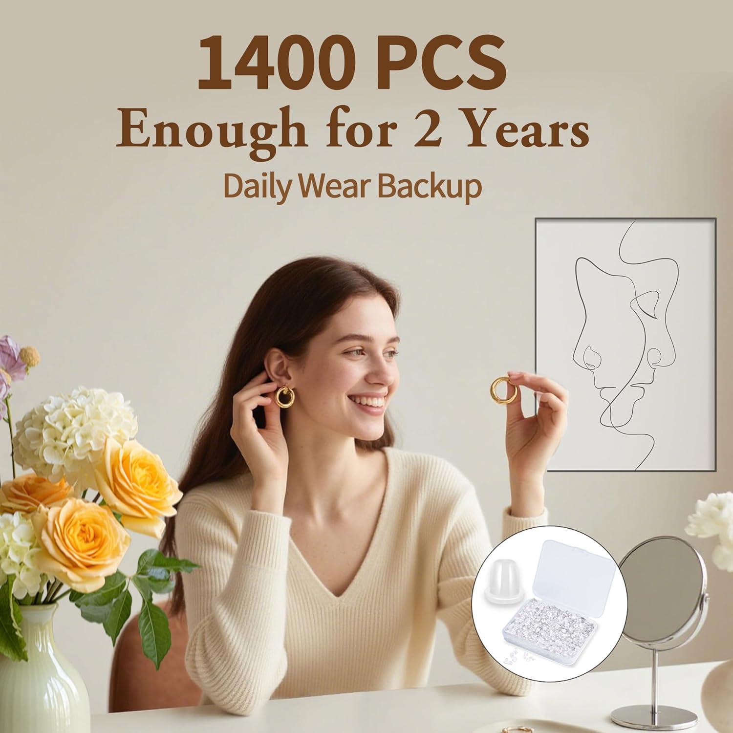 1400 Tapones de Silicona Transparentes Bofoho para Pendientes