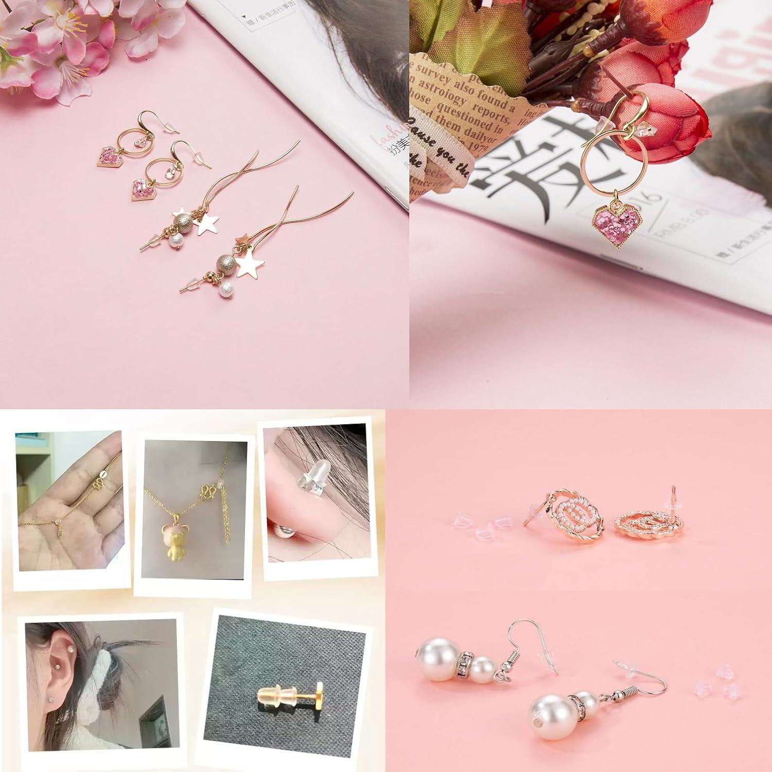 200 Soportes de Silicona para Pendientes QkonkgnS - 3mm y 4mm