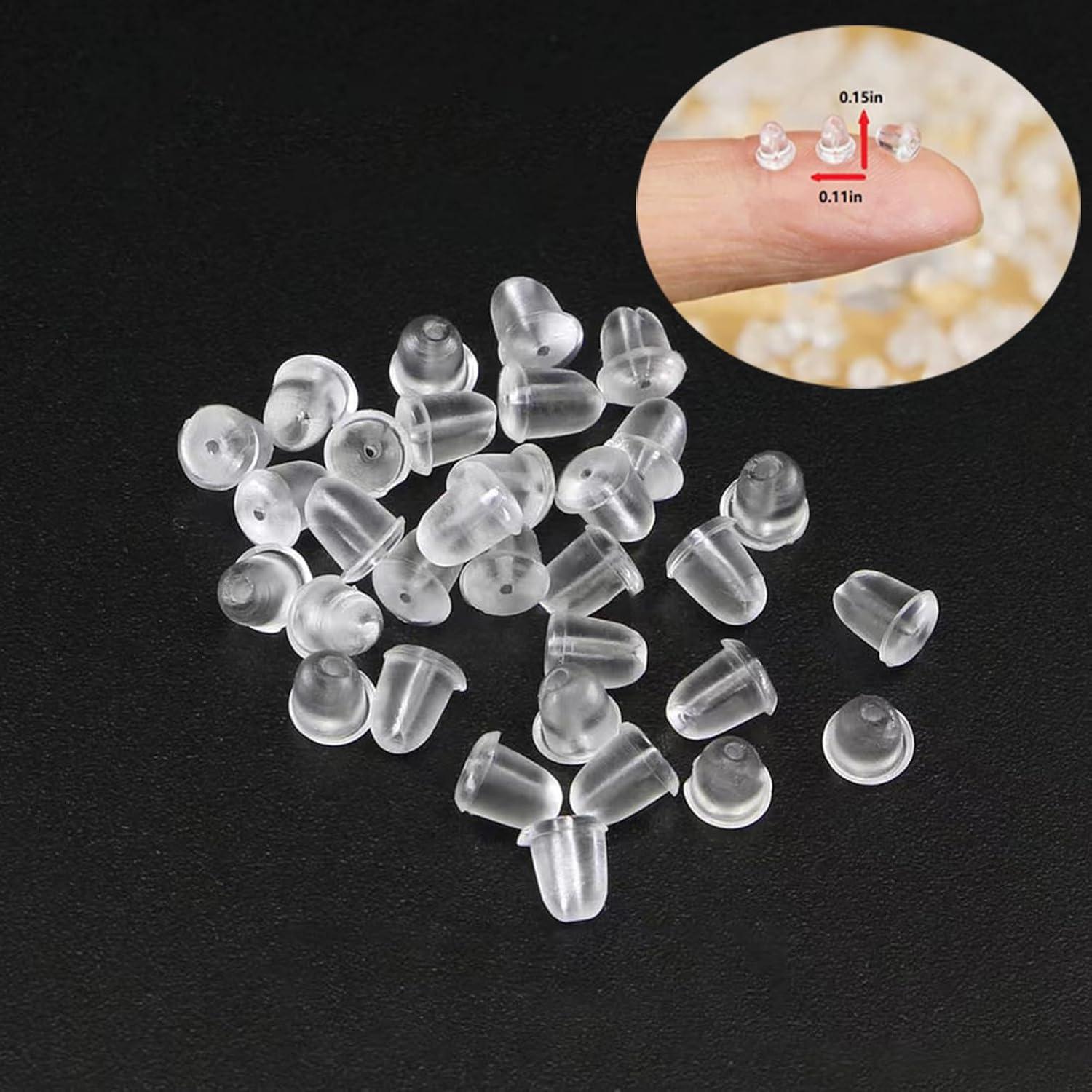 200 Soportes de Silicona para Pendientes QkonkgnS - 3mm y 4mm