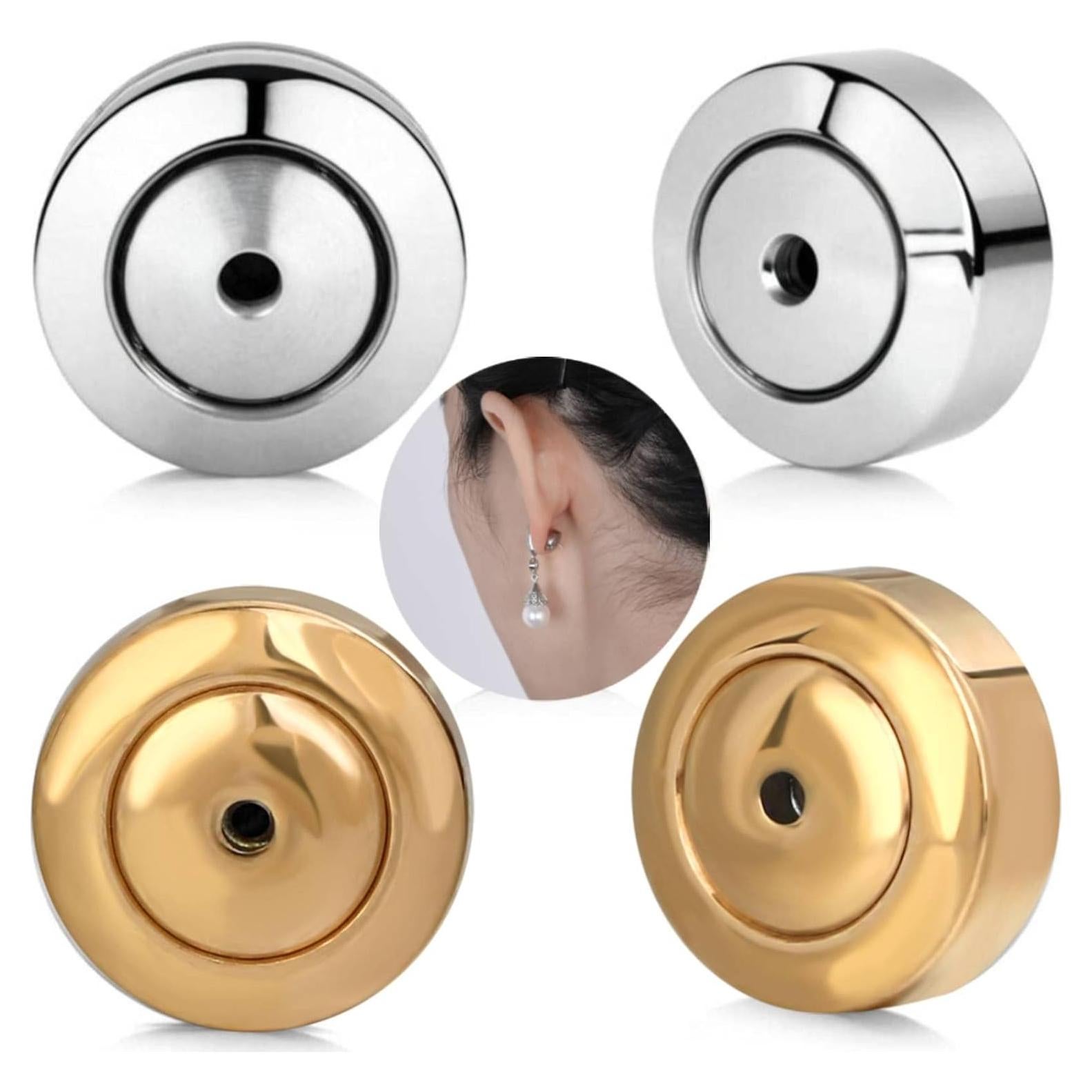 Resortes para Pendientes JIACHARMED 4PCS Oro Blanco 18K