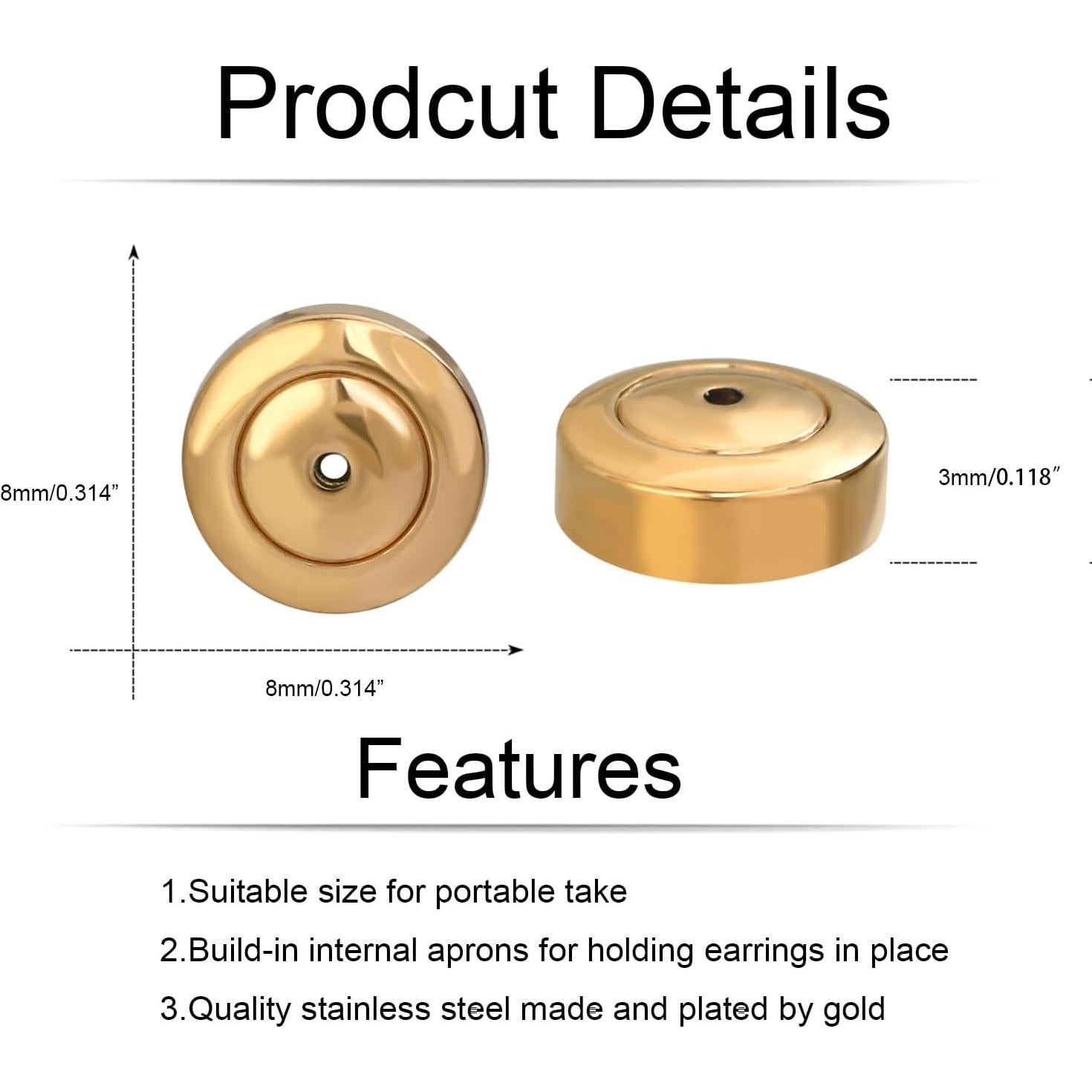 Resortes para Pendientes JIACHARMED 4PCS Oro Blanco 18K