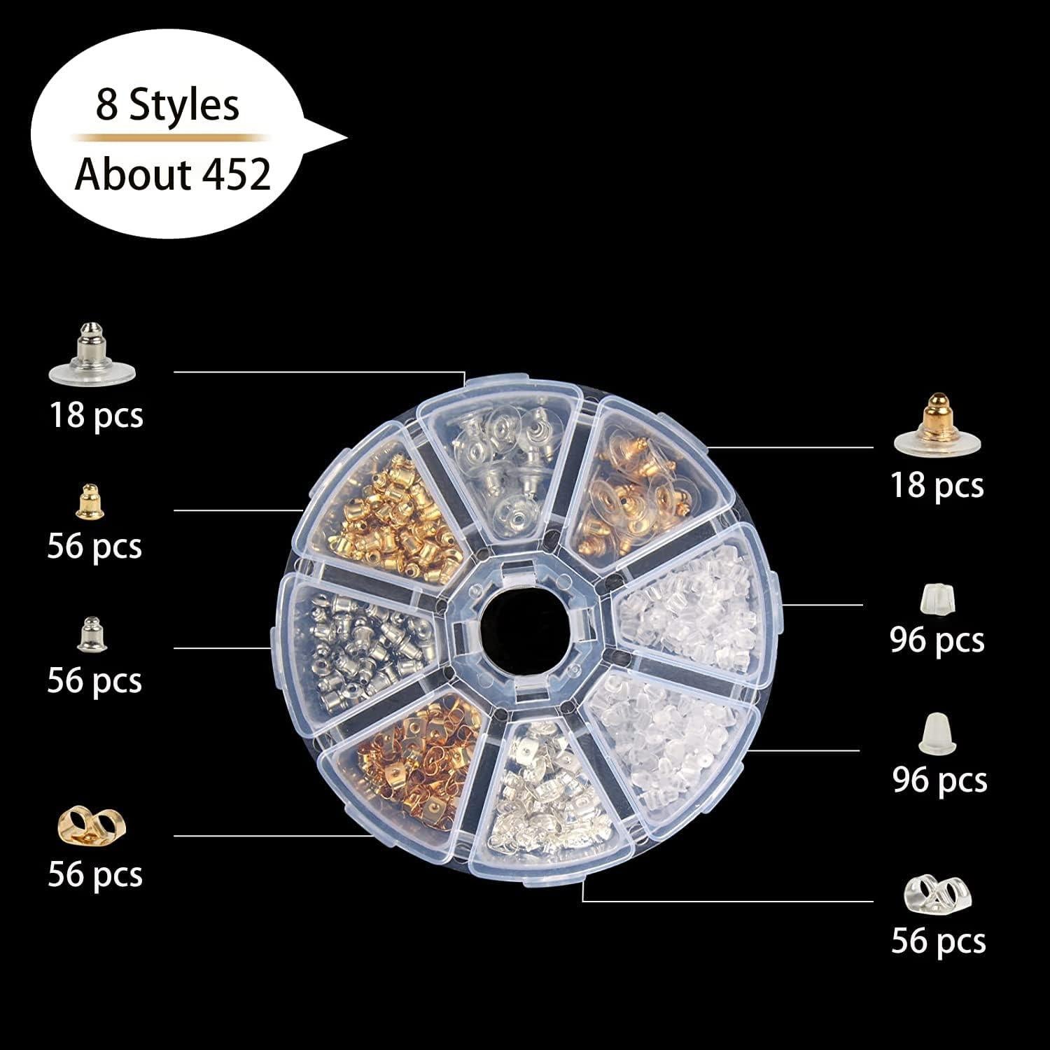 Kit de 452 Respaldos para Pendientes Hokoad - 8 Estilos Variados