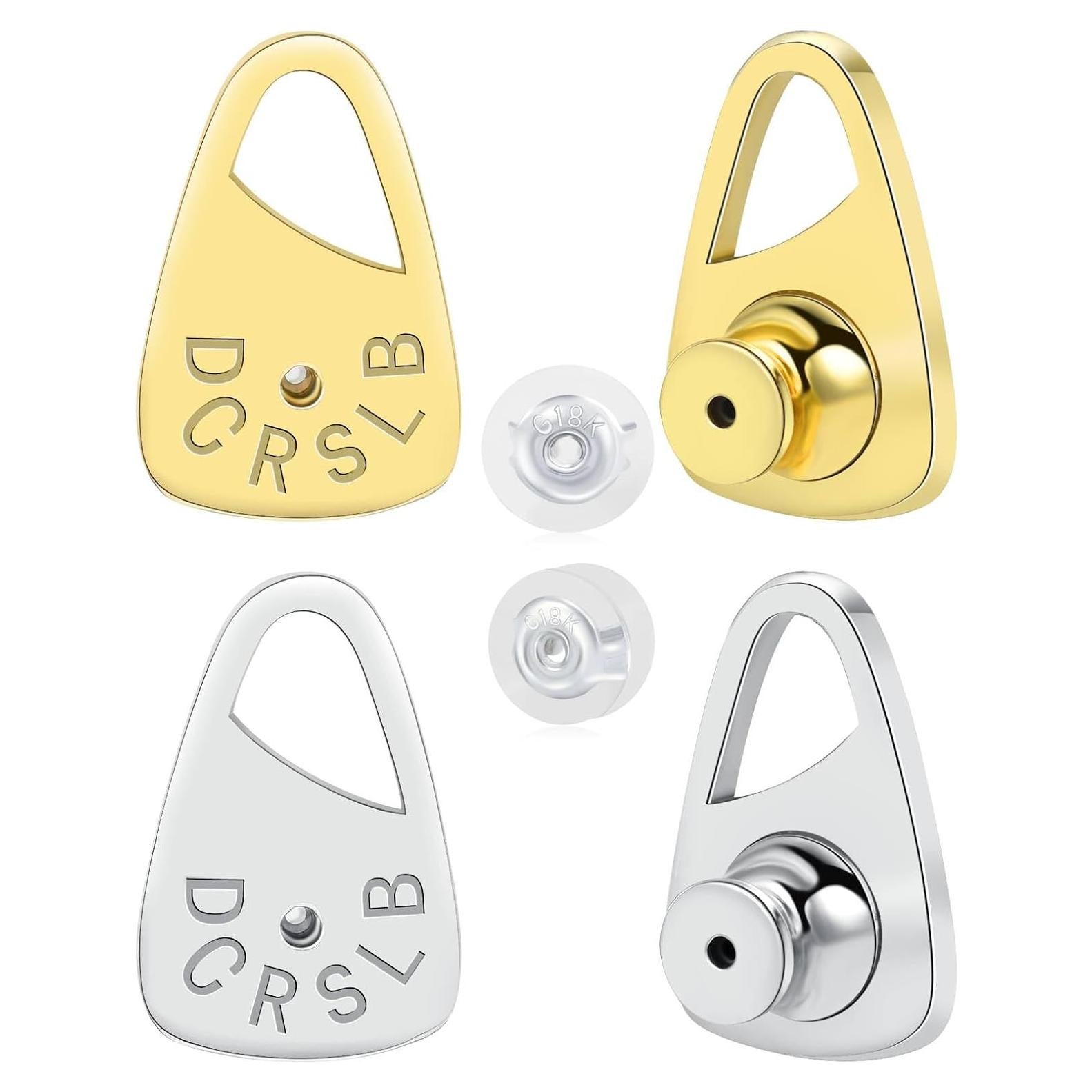 Respaldos de Pendientes DCRSLB Triángulo 4 Pcs Hipoalergénicos