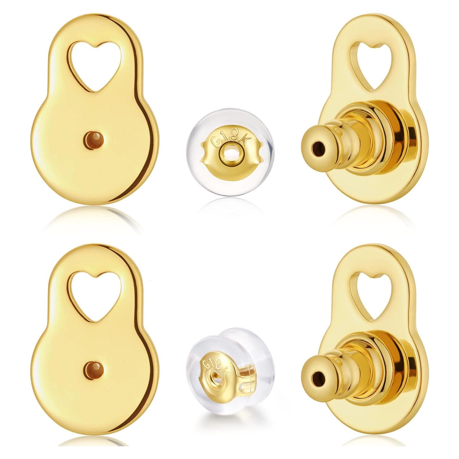 Soportes para Pendientes Hazifes 6 Pcs Dorados con Bloqueo