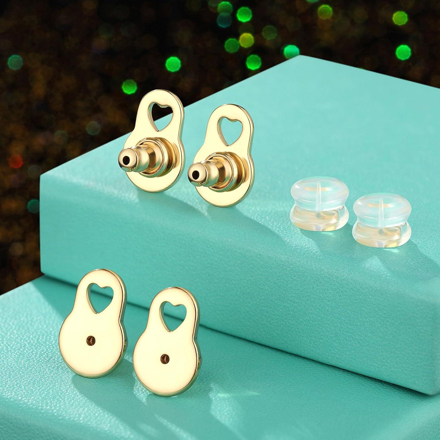 Soportes para Pendientes Hazifes 6 Pcs Dorados con Bloqueo