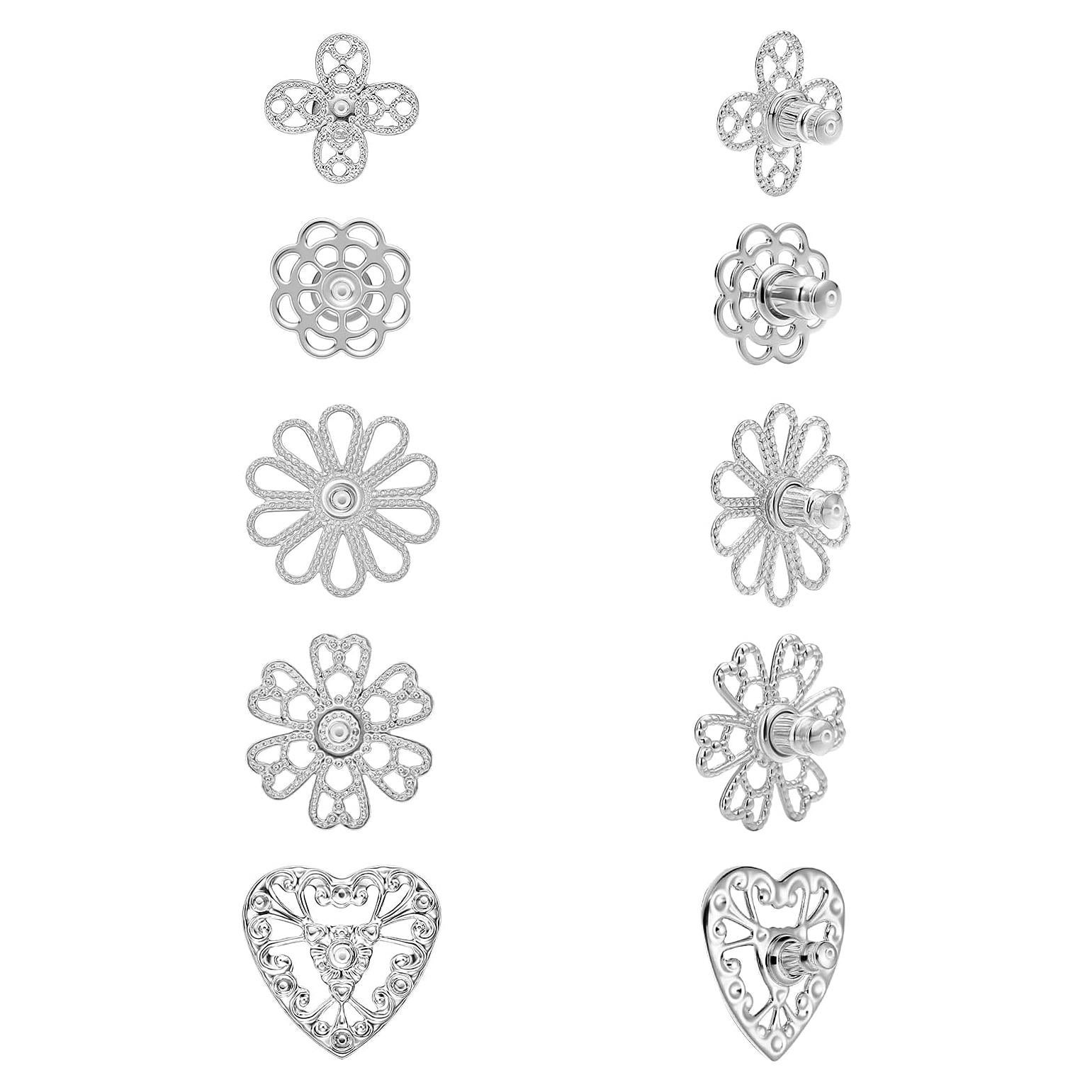 Soportes de Pendientes Alta Resistencia hooppoo - 5 Pares Plata