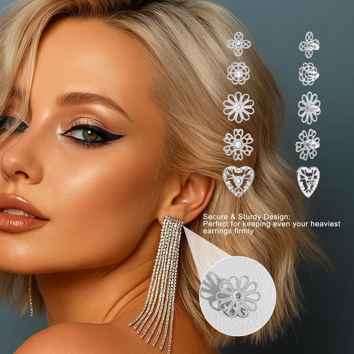 Soportes de Pendientes Alta Resistencia hooppoo - 5 Pares Plata