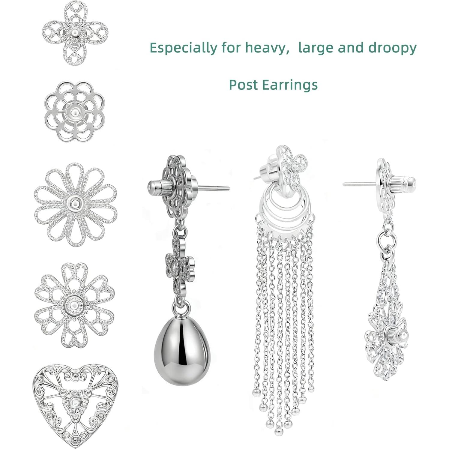 Soportes de Pendientes Alta Resistencia hooppoo - 5 Pares Plata