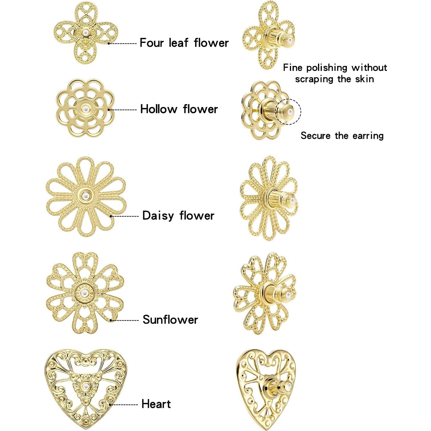 Soportes de Pendientes Alta Resistencia hooppoo - 5 Pares Plata
