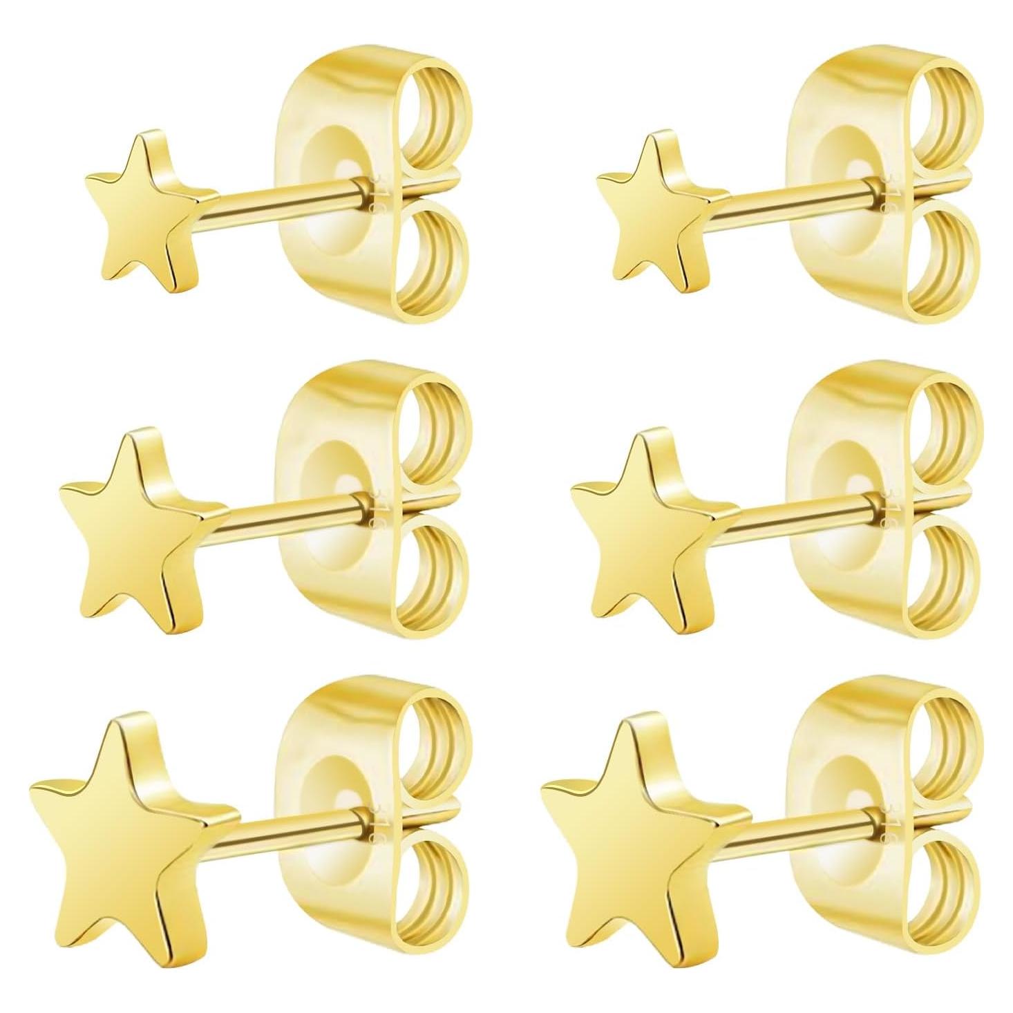 Pendientes de Stud Hopply Acero Quirúrgico Hipoalergénico 3 Pares