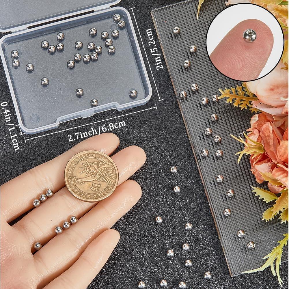 Beebeecraft 60Pcs Respaldos de Aretes Plateados 4mm Acero Inoxidable