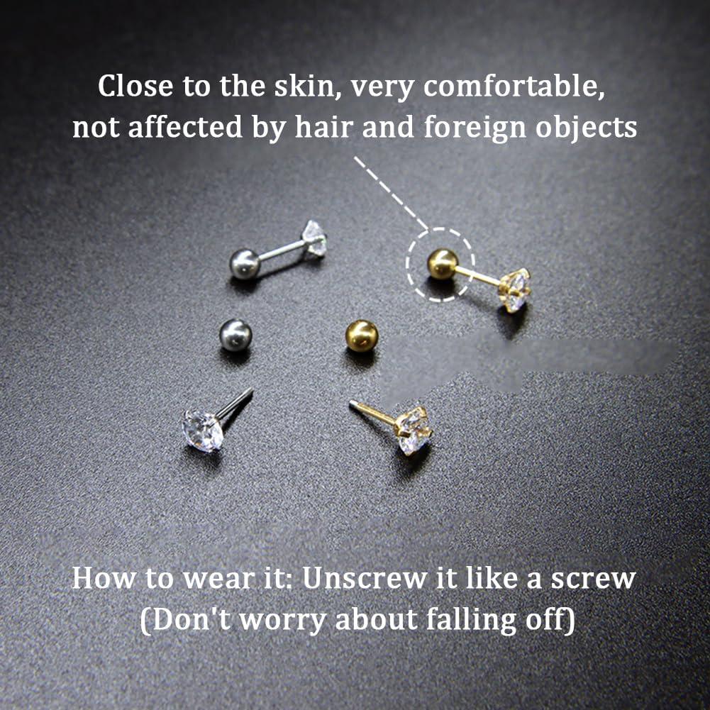 Beebeecraft 60Pcs Respaldos de Aretes Plateados 4mm Acero Inoxidable