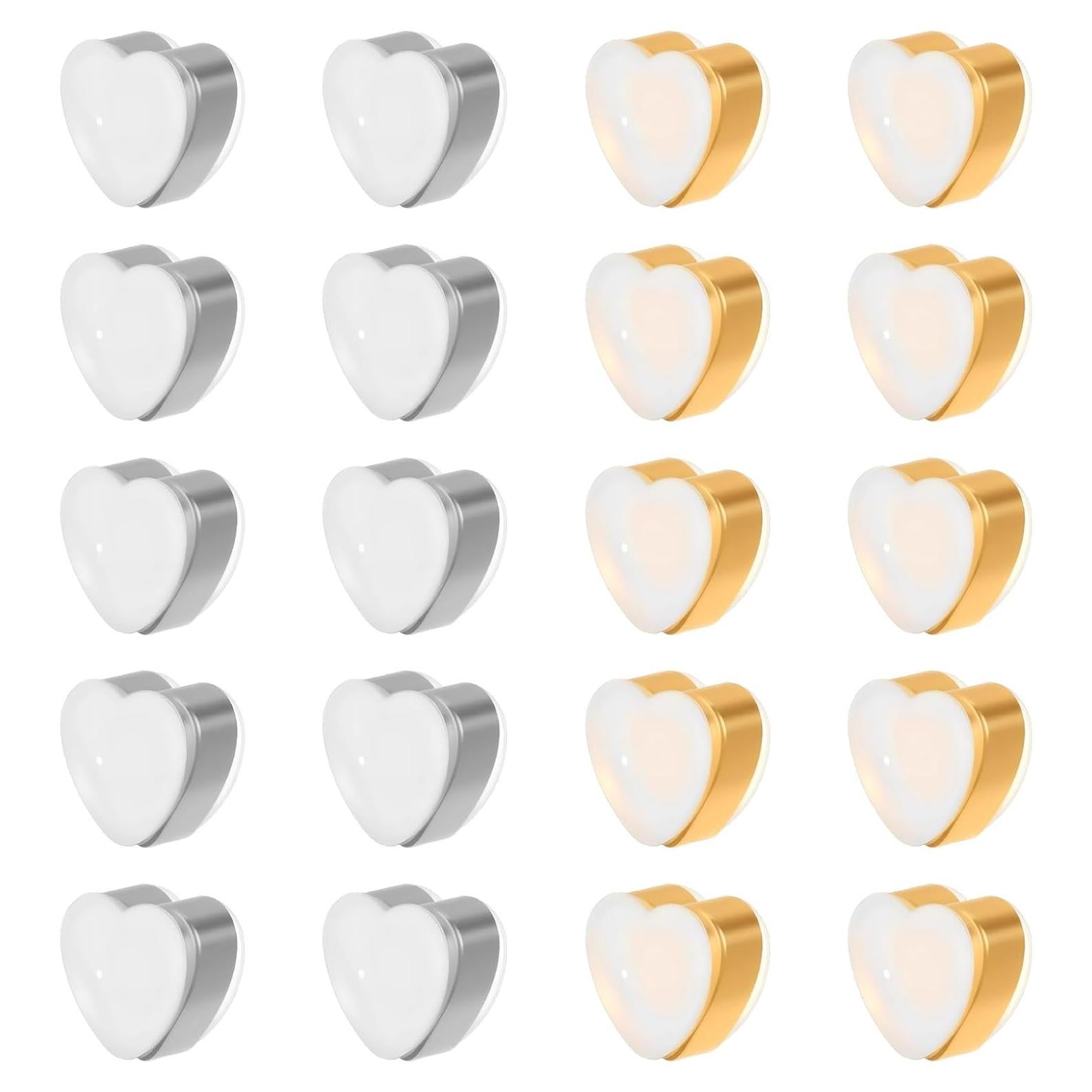 Respaldo de Aretes Plano Guduling - 20 Piezas Dorado y Blanco