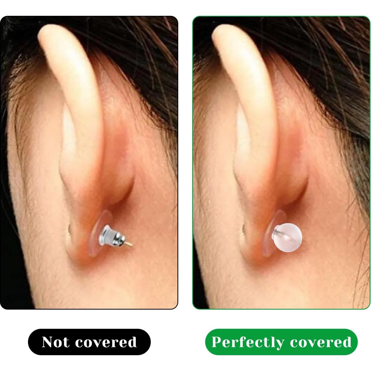 50 Tapones de Goma Transparentes TPE para Pendientes