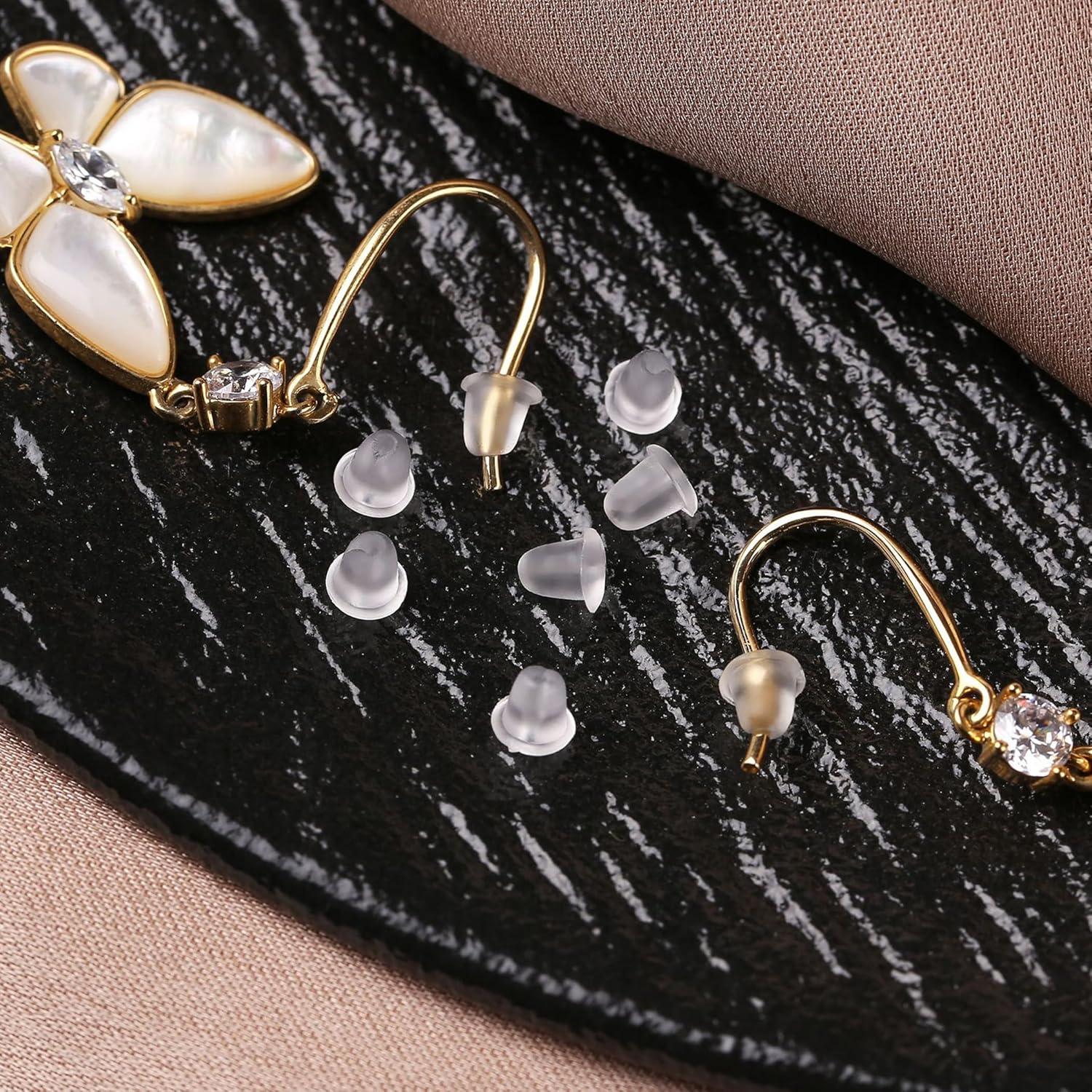 Cojinetes de Aretes de Silicona Meniala, 200 Piezas Transparentes