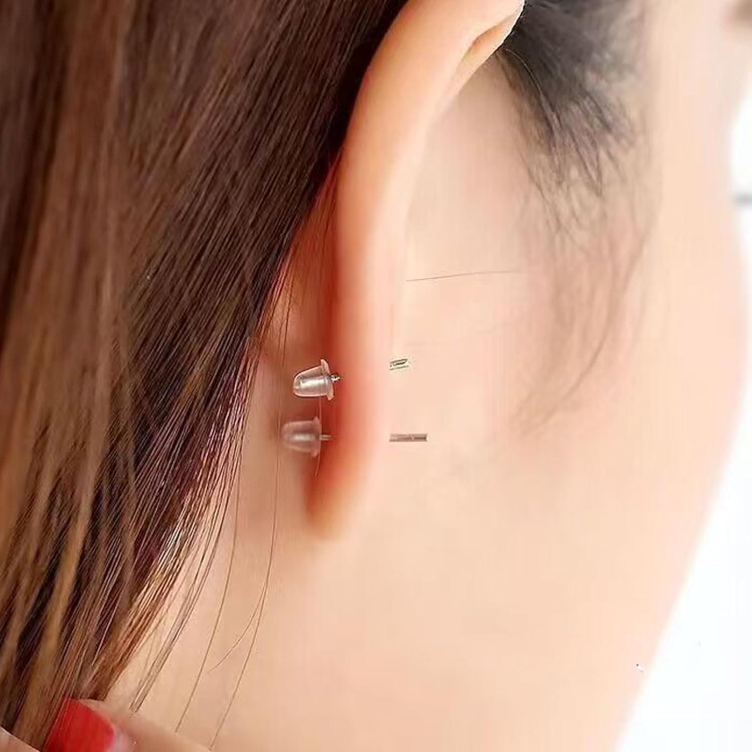 Cojinetes de Aretes de Silicona Meniala, 200 Piezas Transparentes