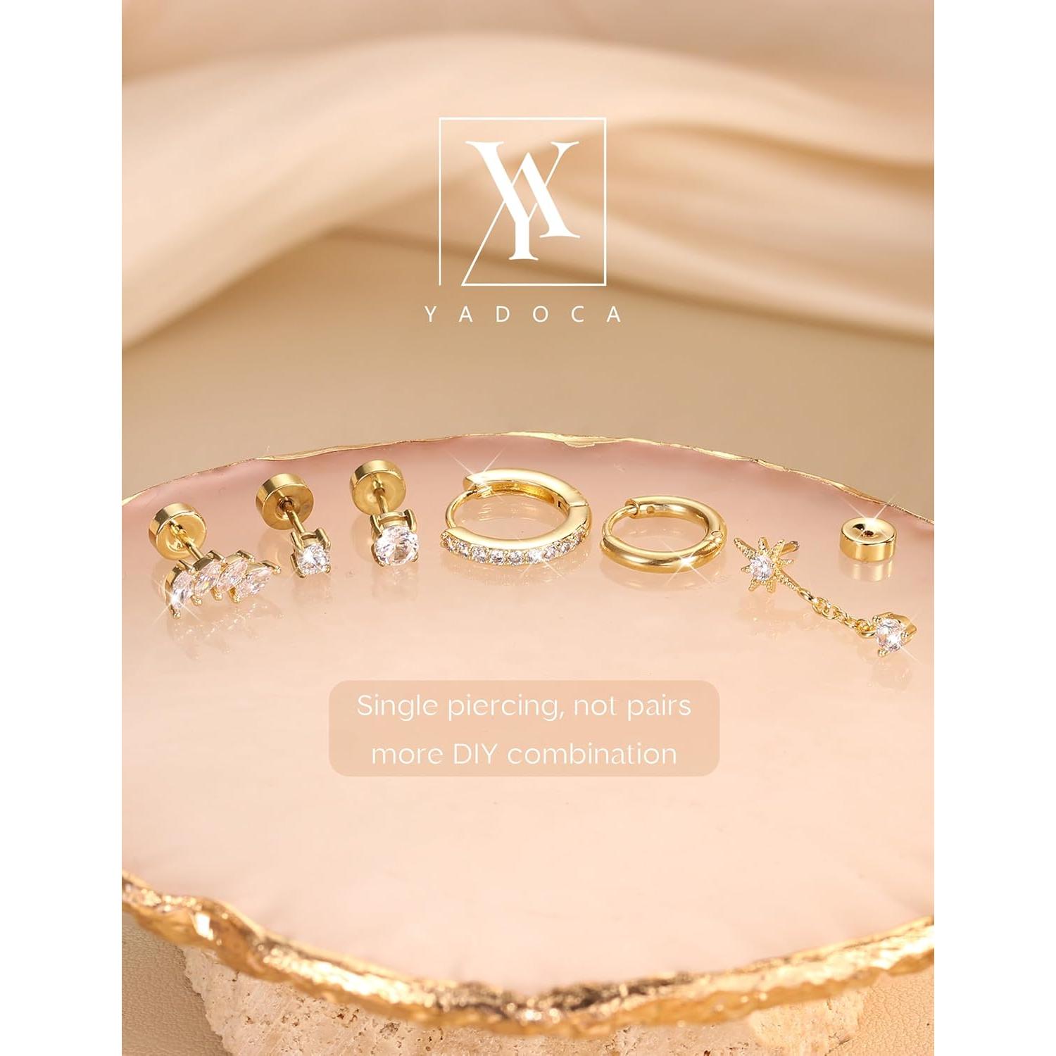 Set de Pendientes de Cartílago YADOCA 12 Piezas Hipoalergénicos