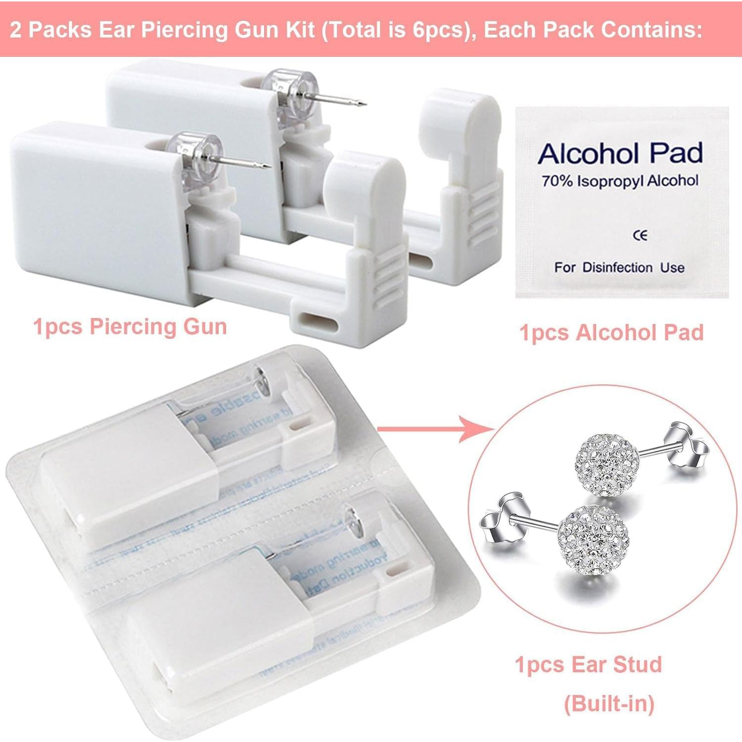 Kit de Perforación de Orejas Lyuxzad 6 Piezas con Pendientes